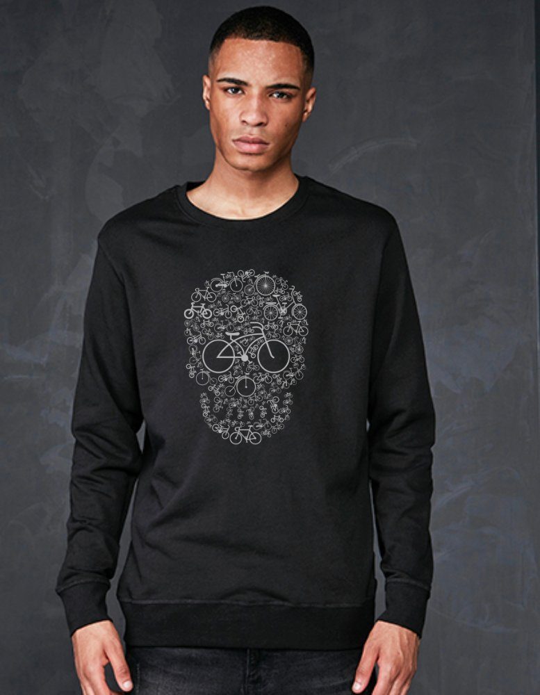 sporthoch2 Sweatshirt Organic Crew SWEAT Herren - BICYCLE SKULL -