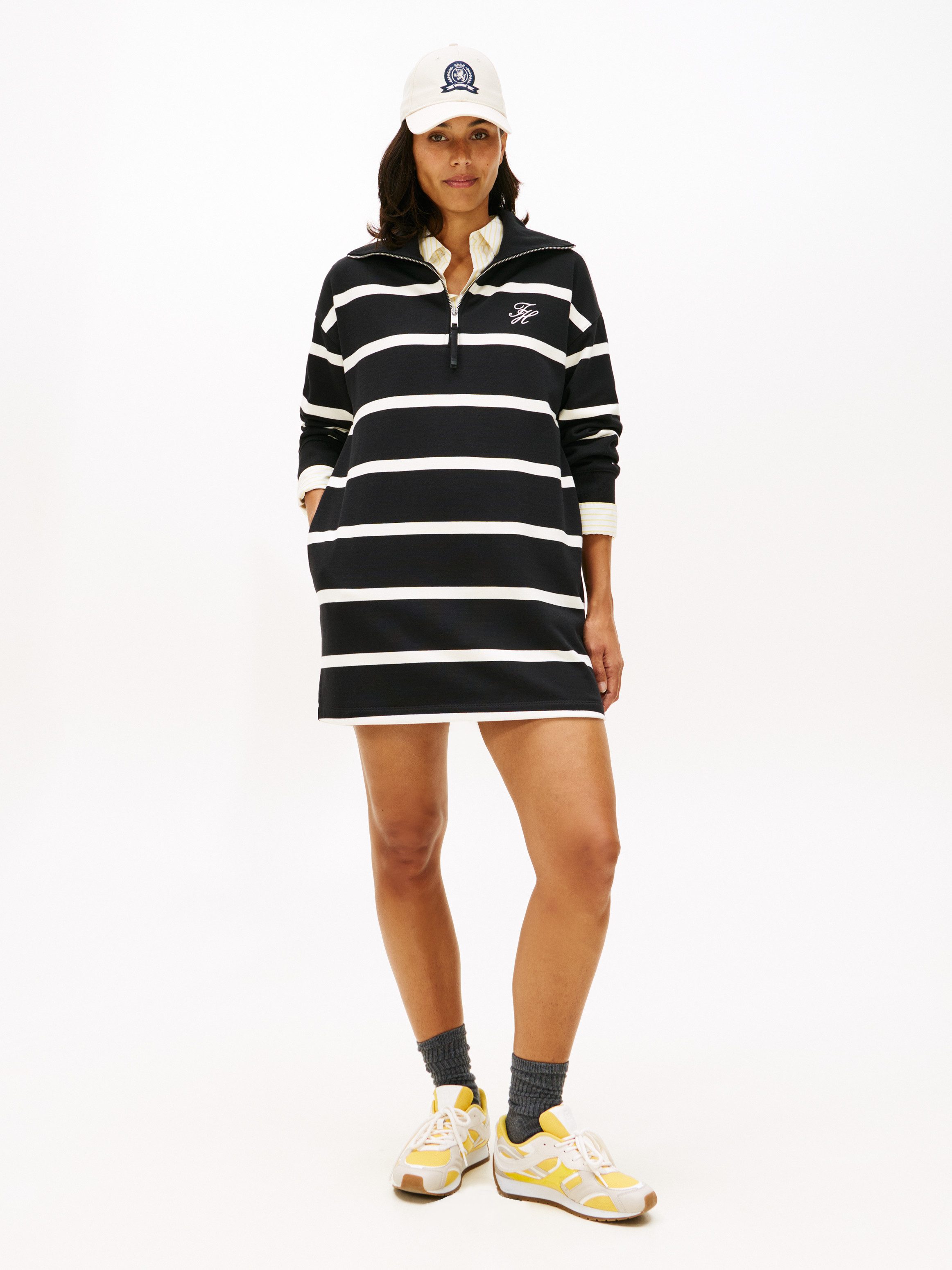 Tommy Hilfiger Minikleid TH SCRIPT 1/2 ZIP TERRY DRESS günstig online kaufen