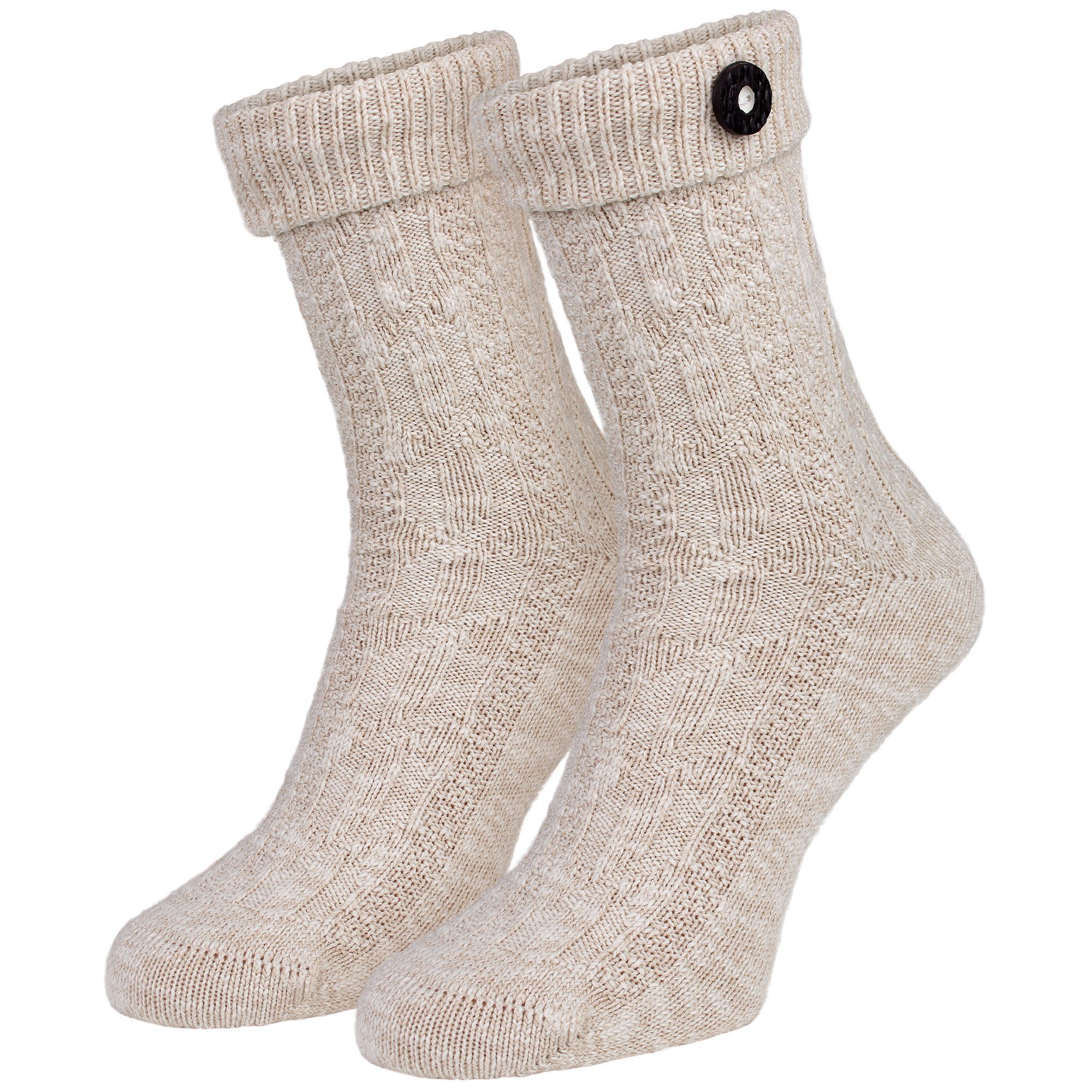 Black Snake Trachtensocken Trachtensocken mit Umschlagbund & Knopf im 2er Set für Damen & Herren (2-Paar, 2 Paar Trachtensocken mit Zierknopf) 2 Paar Trachtensocken mit Umschlagbund und Zierknopf