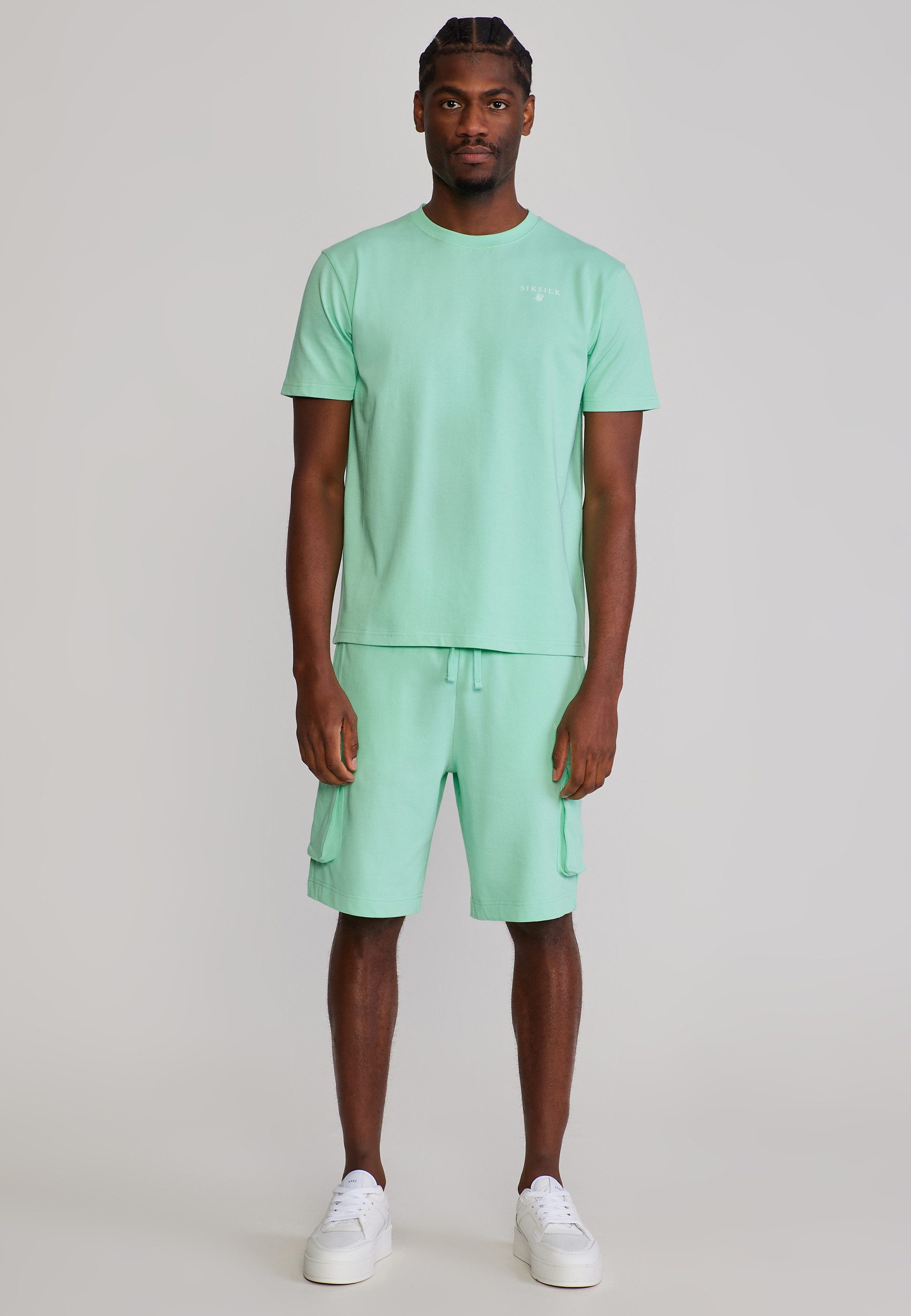 Siksilk Sweatanzug SikSilk Herren Grün T-Shirt and Shorts Set