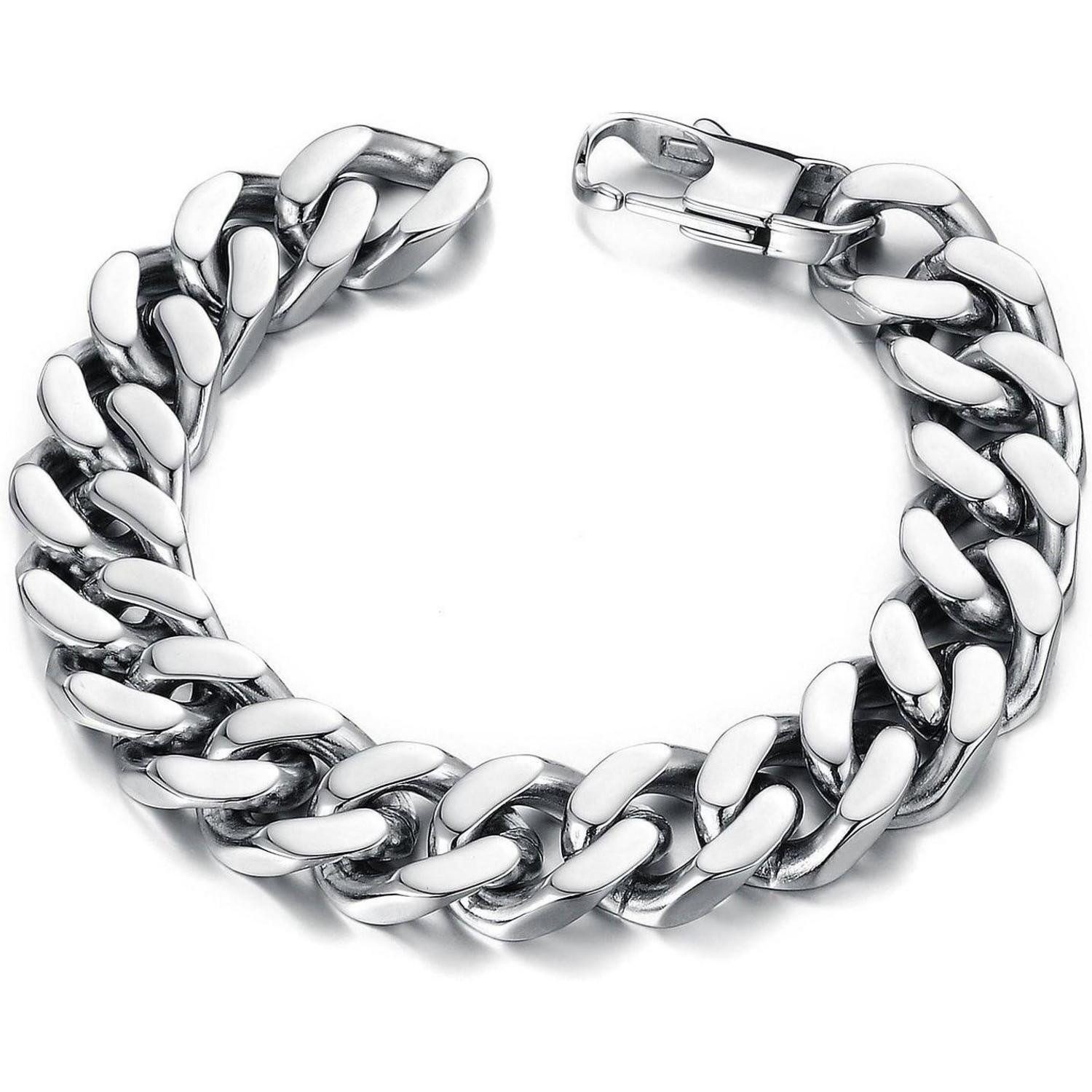 LuxusKollektion Edelstahlarmband Armband Herren Edelstahl Fahrradkette Silber Länge 22 cm Breite 1.4cm