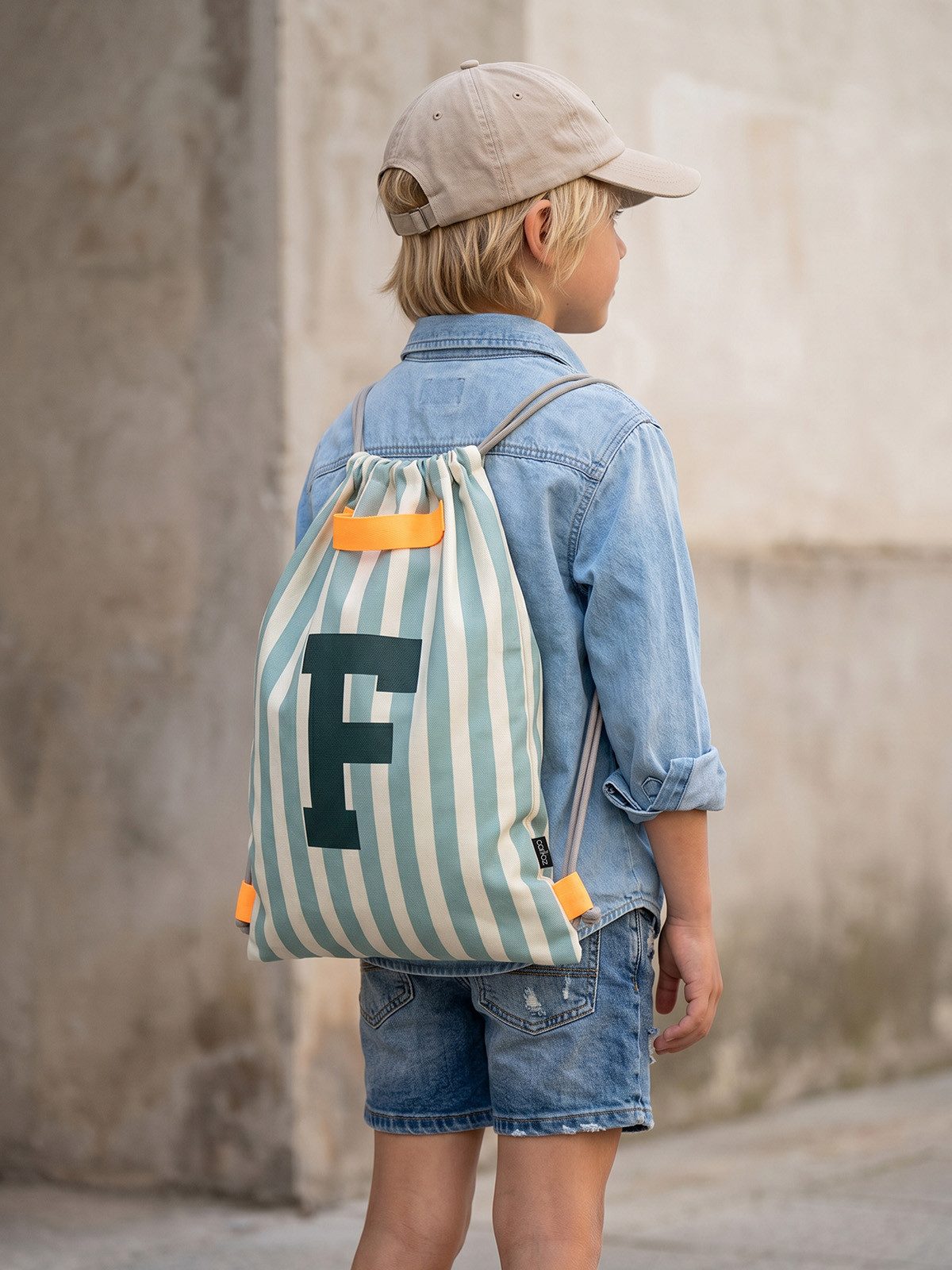 coopz Schulrucksack Letterbag Turnbeutel Stripe grün/blau