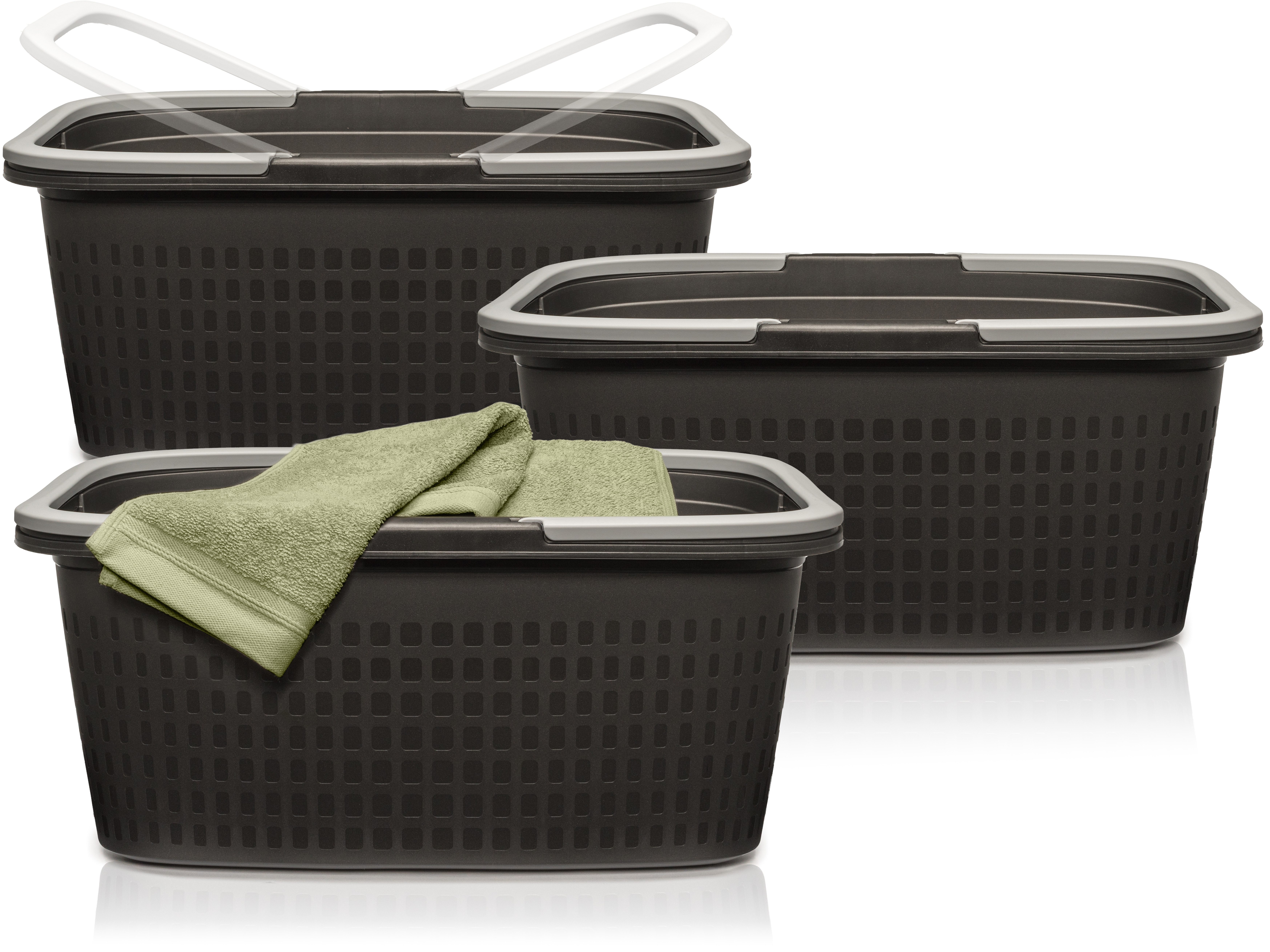 Hausfelder Wäschekorb Wäschewanne 35 l (Anthrazit-Schwarz, günstig online kaufen