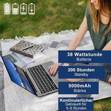 WOZIFAN Laptop Computer 6GB RAM Unterstützungserweiterung 1TBSSD Notebook (Intel Celeron, Intel N4020, 128 GB SSD, FHD 2.4G+5G WiFi Bluetooth HDMI kabelloser Maus und DeutscherTastatur)