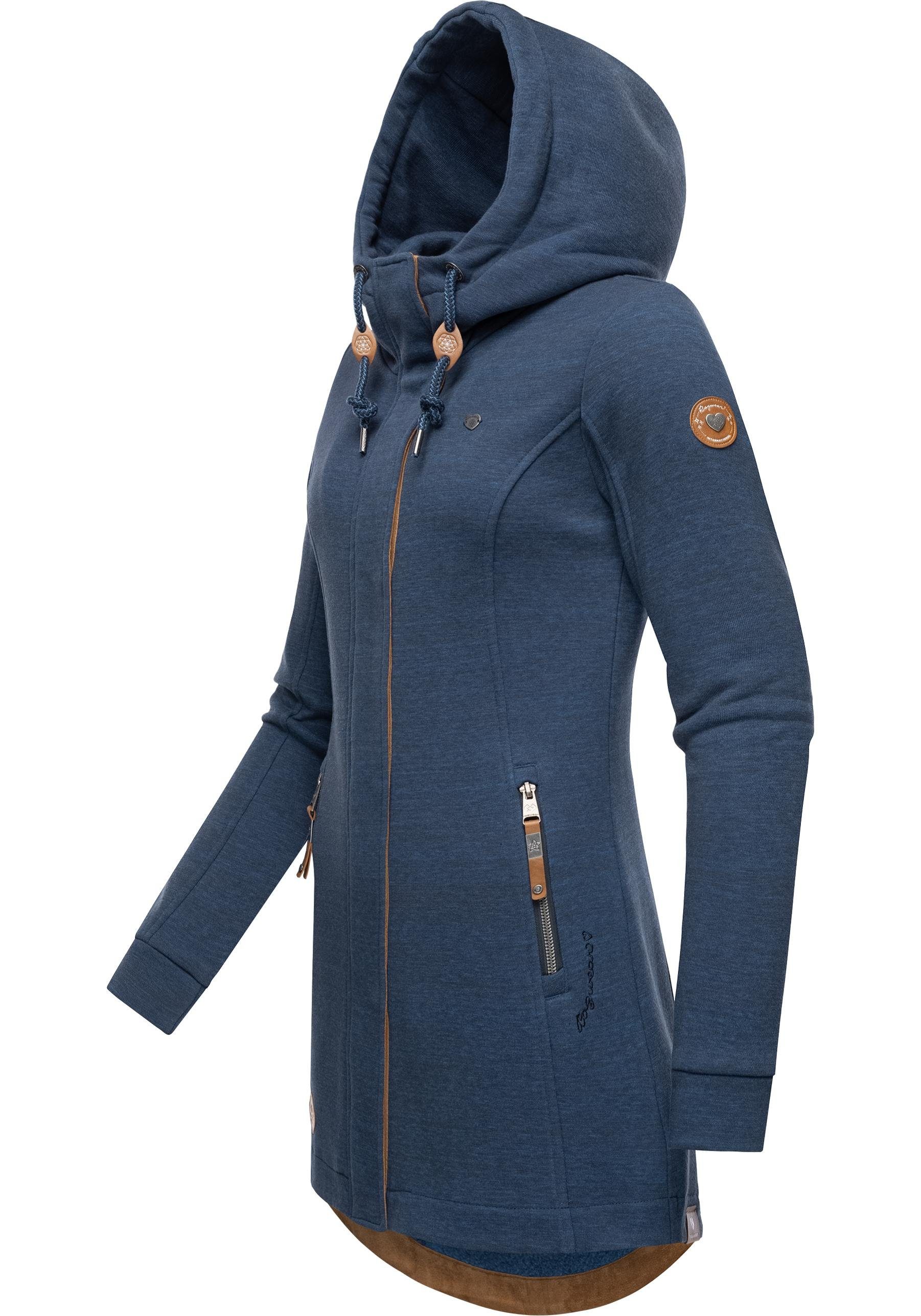 Ragwear Sportliche Kunstleder-Elementen Intl. marine mit Sweatjacke Kapuzenjacke Letty