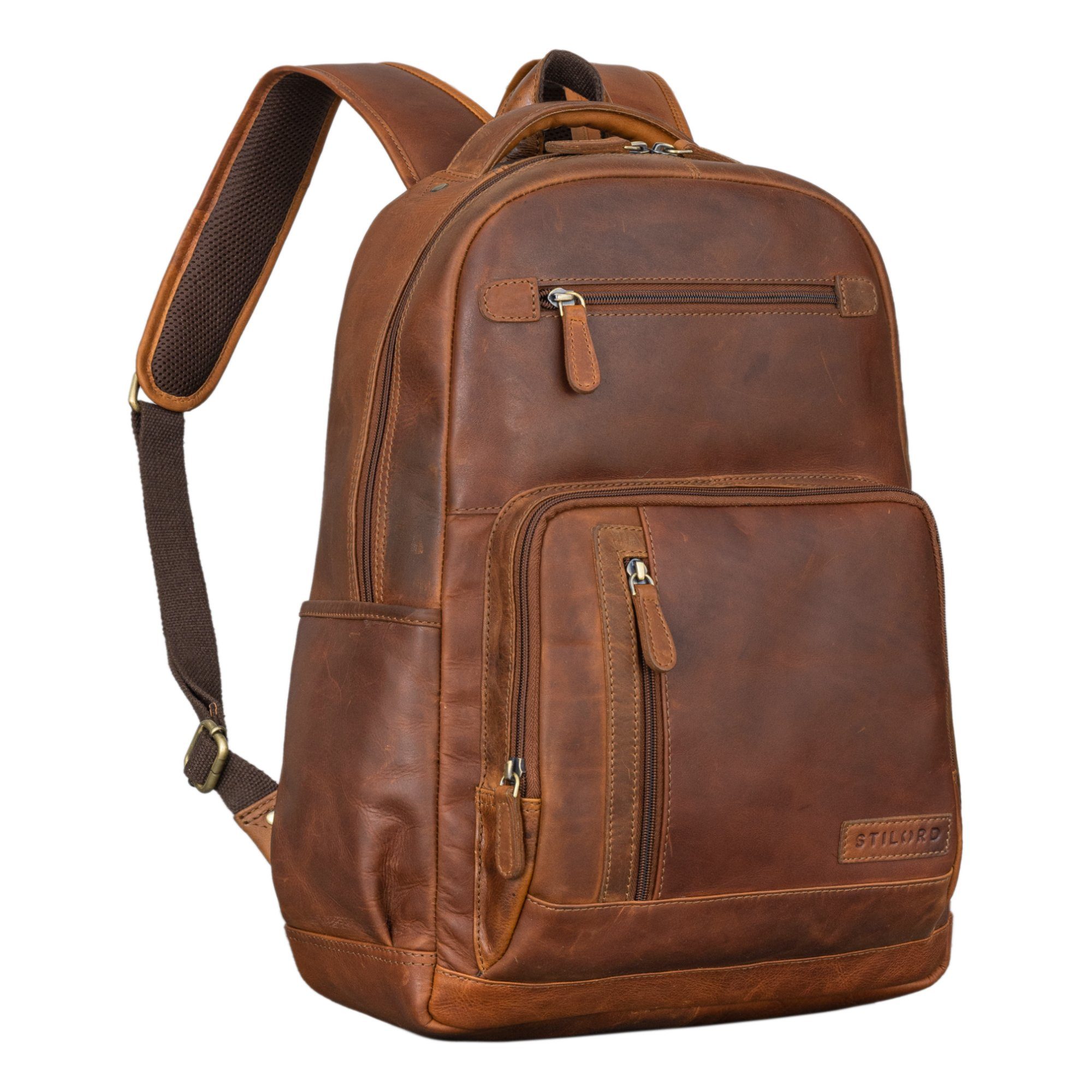 STILORD Notebookrucksack "Hubertus" Vintage Lederrucksack Damen und Herren