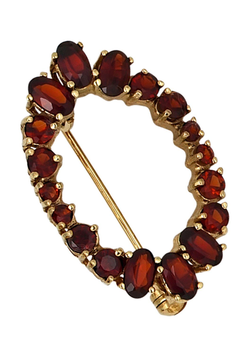 JOBO Brosche Granatbrosche 28 mm, 375 Gold mit Granat