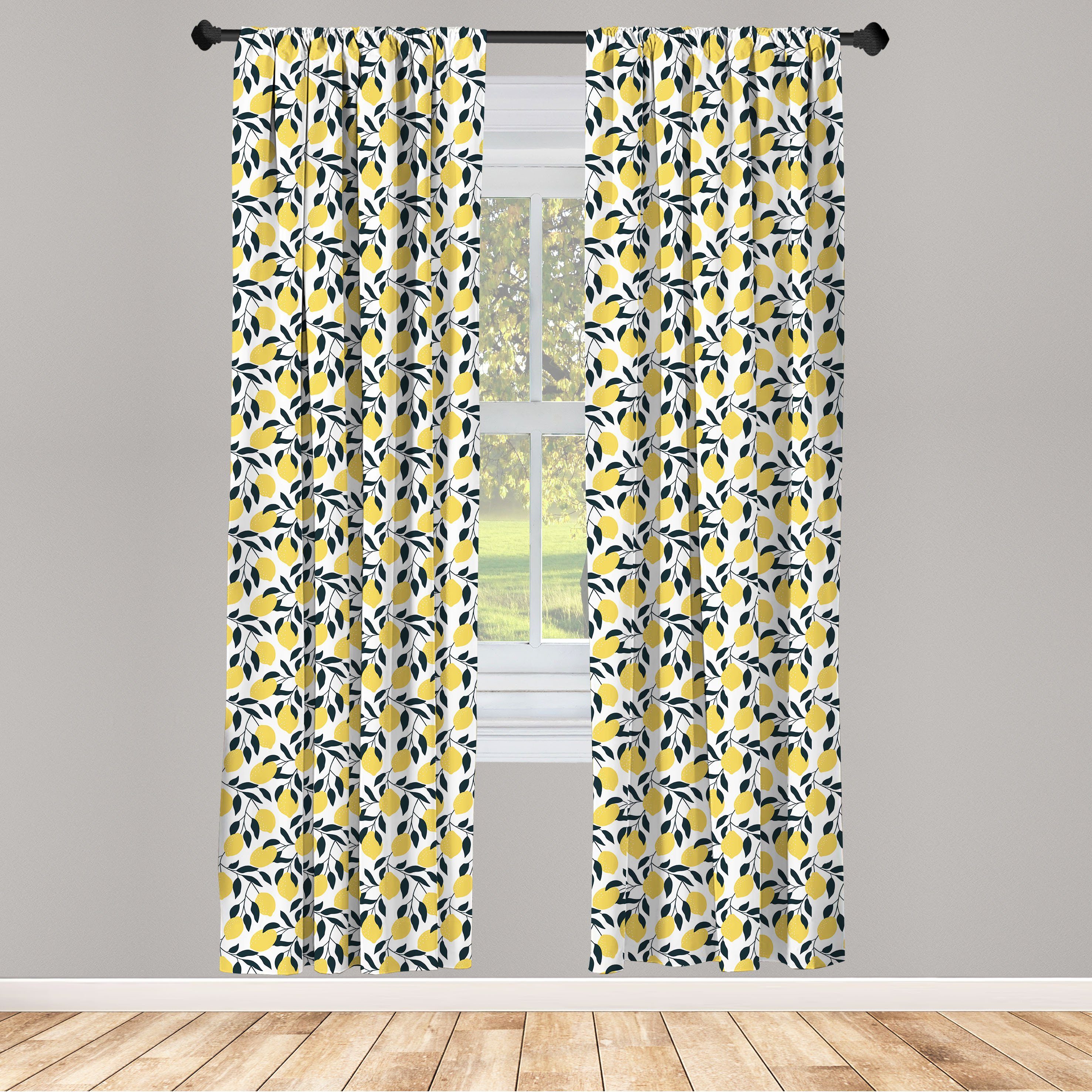Gardine Vorhang Schlafzimmer Repetitive Dekor, Zitrusfrüchte Abakuhaus, Microfaser, für Zitronen Wohnzimmer