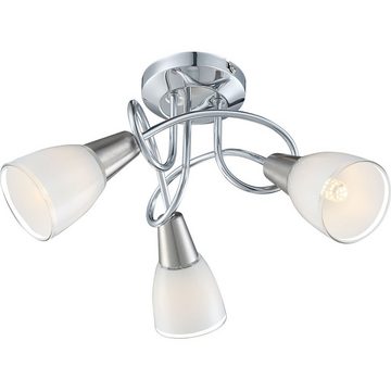 etc-shop LED Deckenleuchte, Leuchtmittel inklusive, Warmweiß, 9 Watt LED Deckenleuchte Beleuchtung Lampe Deckenlampe Chrom Glas
