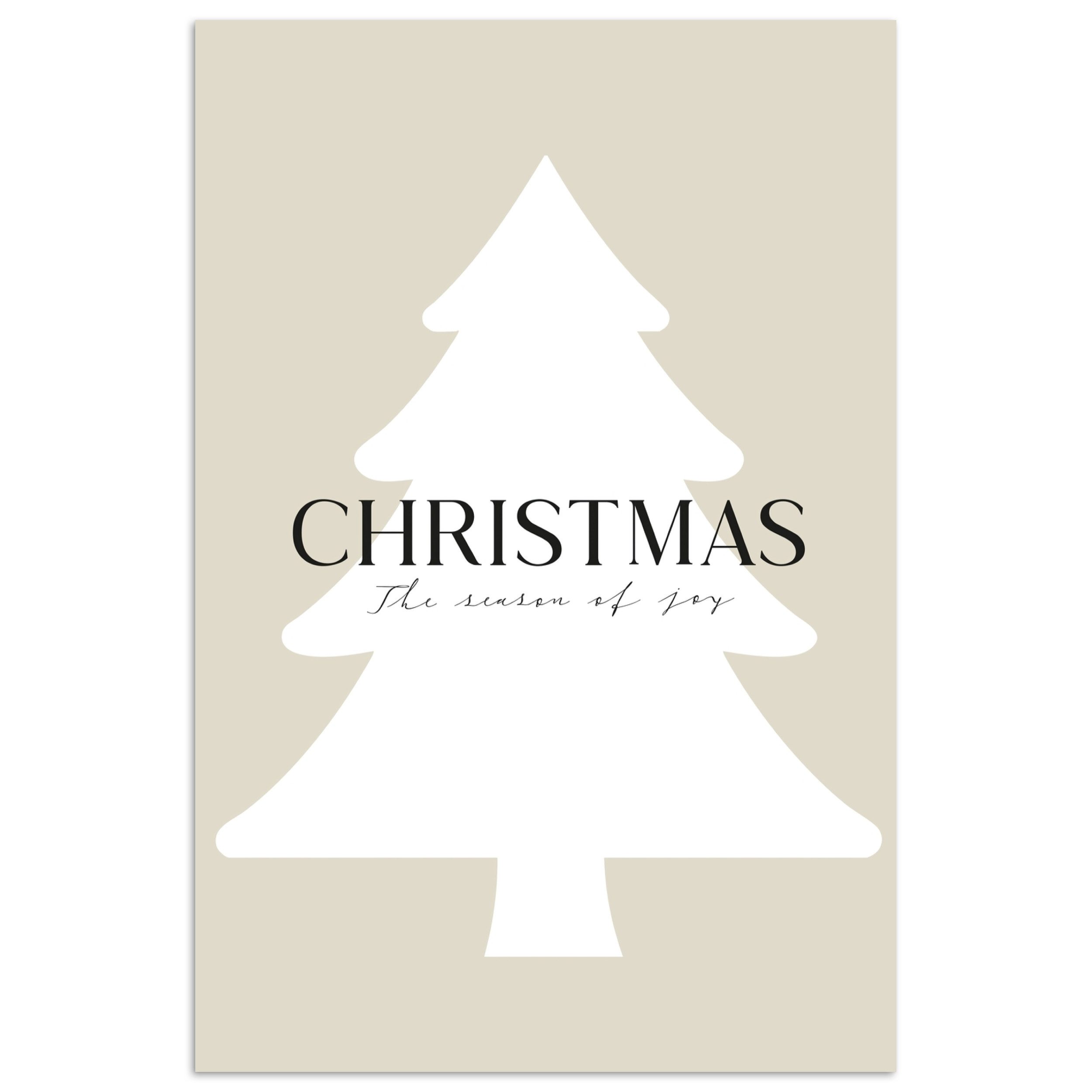 MuchoWow Poster Weihnachtsbaum - Japandi - Weihnachten - Beige, (1 St), Pos günstig online kaufen