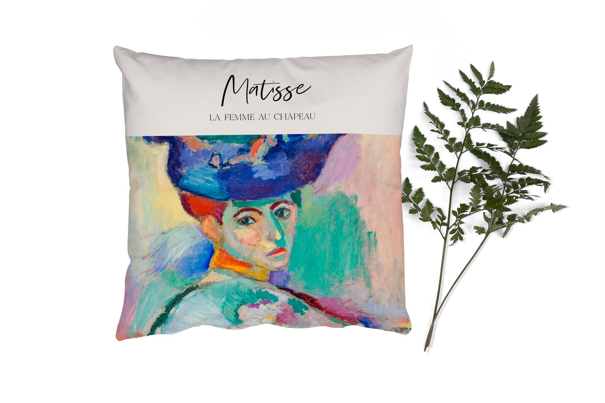 MuchoWow Dekokissen Kunst - Henri Matisse - La femme au chapeau, Zierkissen mit Füllung für Wohzimmer, Schlafzimmer, Deko, Sofakissen