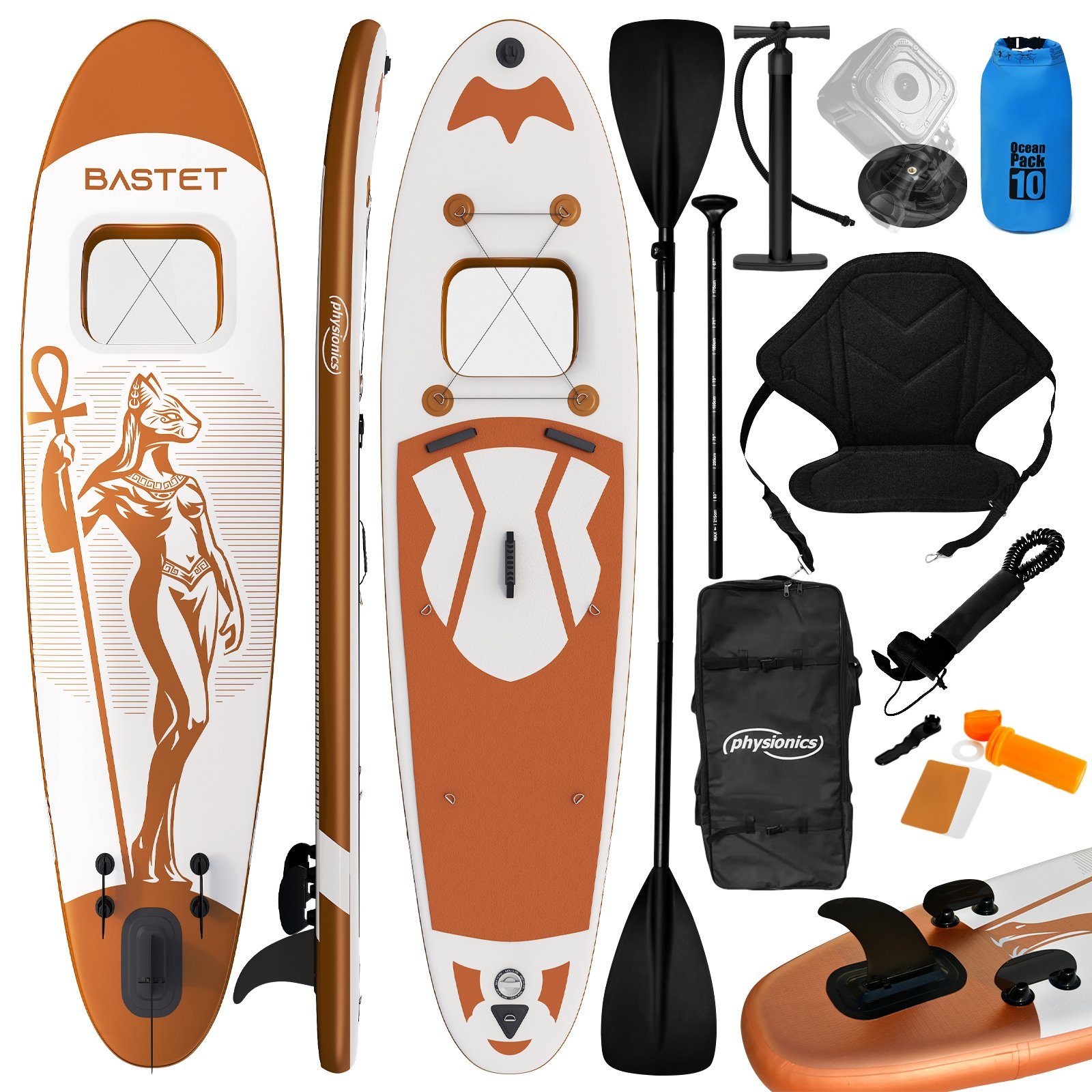 Physionics SUP-Board Stand Up Paddle Board Aufblasbares SUP Board 305cm