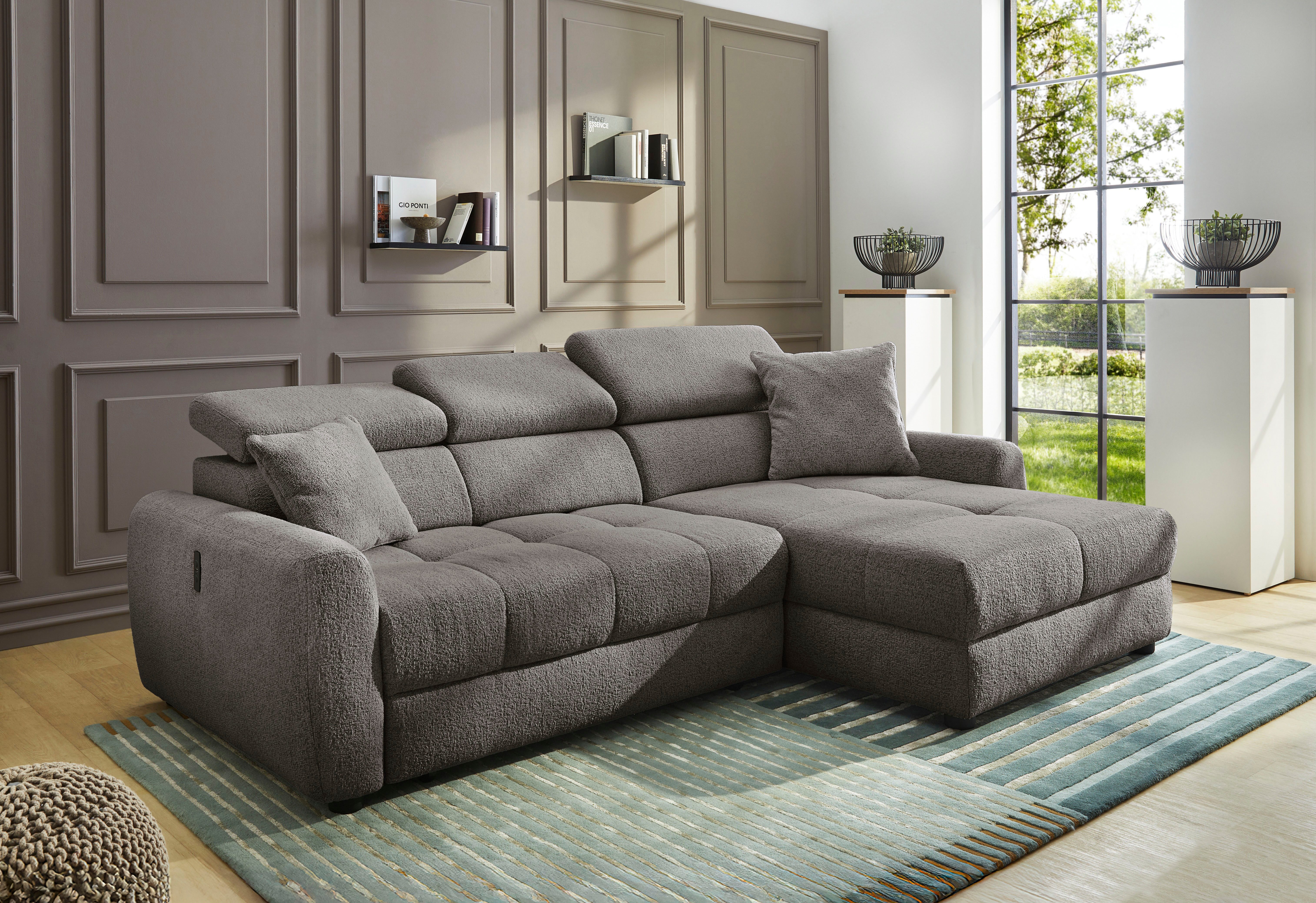 Jockenhöfer Gruppe Ecksofa Move, L-Form, B: 270cm, mit 60 cm elektrischer Sitztiefenverstellung, 140kg Belastbarkeit je Sitz, Kopfteilverstellung & USB-Anschluss