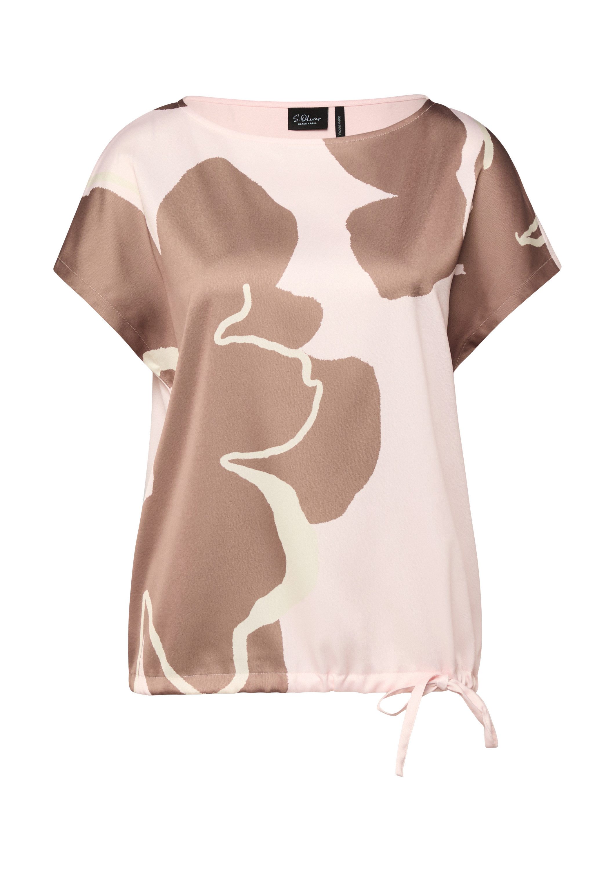 s.Oliver Kurzarmshirt T-Shirt Blusenshirt mit U-Boot-Ausschnitt und Frontprint