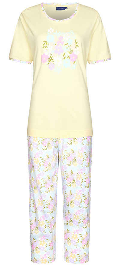 Pastunette Schlafanzug Damen Pyjama mit Capri Hose (2 tlg) Baumwolle