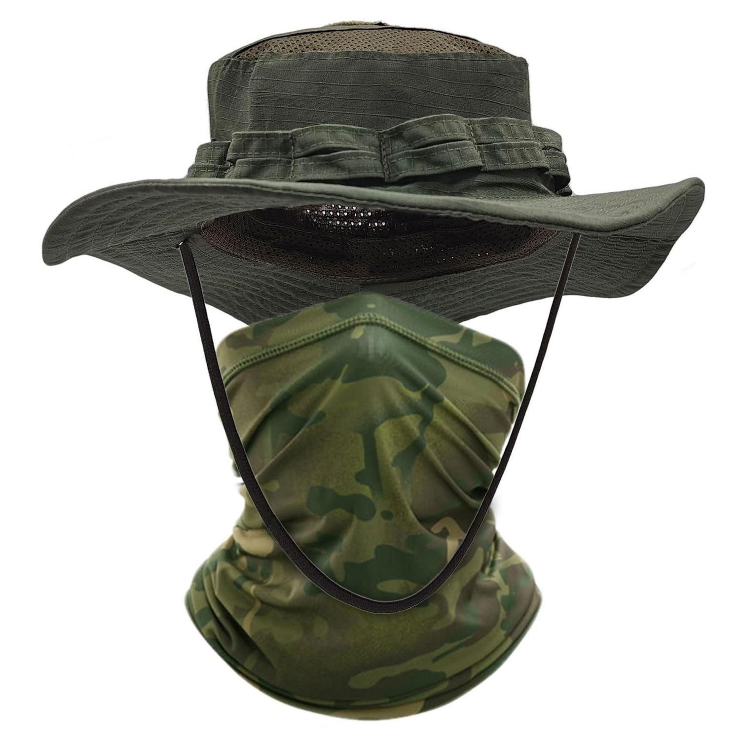 LuxusKollektion Fischerhut Fischerhut Herren verstellbar Camouflage mit kühlendem Schlauchschal