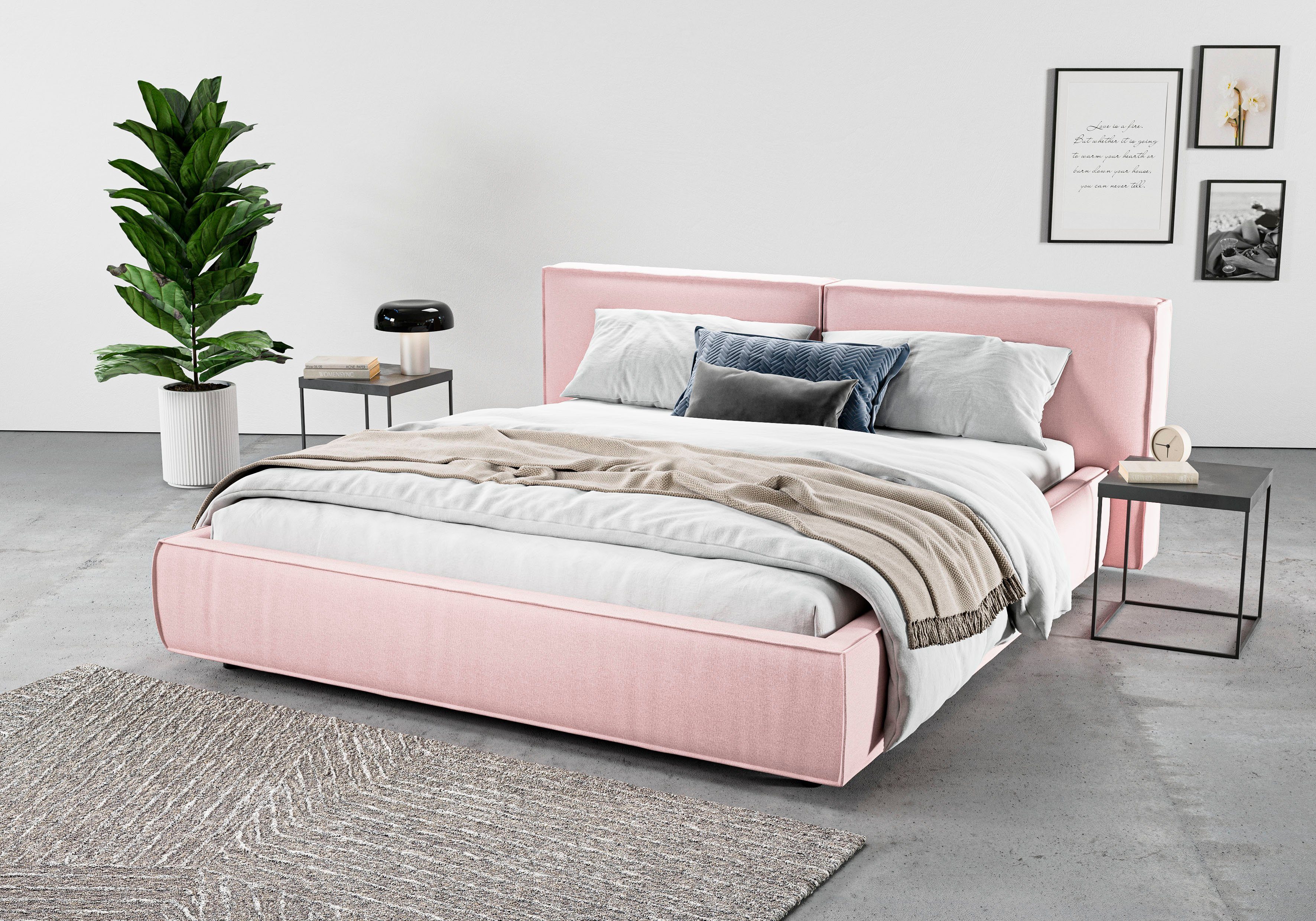 Home affaire Polsterbett Adrina mit Biesenoptik, Feincord und Luxus-Microfaser, bis 280kg, auch in Überlänge 220 cm, 4 Breiten bis 200cm