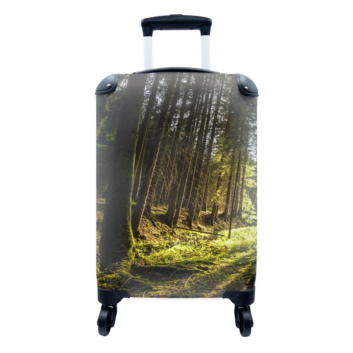 MuchoWow Handgepäckkoffer Baum - Natur - Sonne - Wald, 4 Rollen, Reisetasche mit rollen, Handgepäck für Ferien, Trolley, Reisekoffer