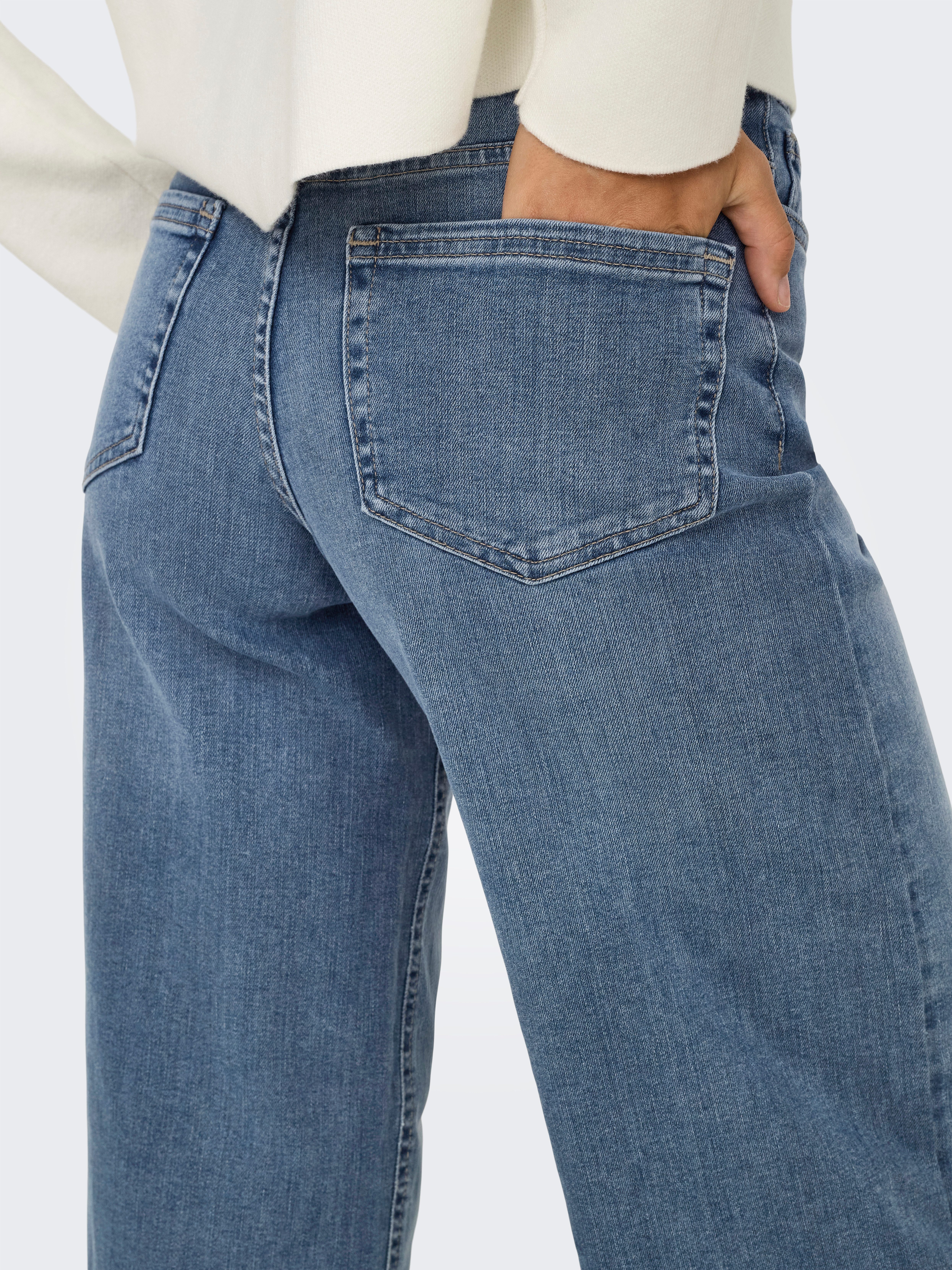ONLY High-waist-Jeans ONLMADISON – High-Waist-Jeans mit modischen Abriebeffekten Abriebeffekte, casual, weit, Denim