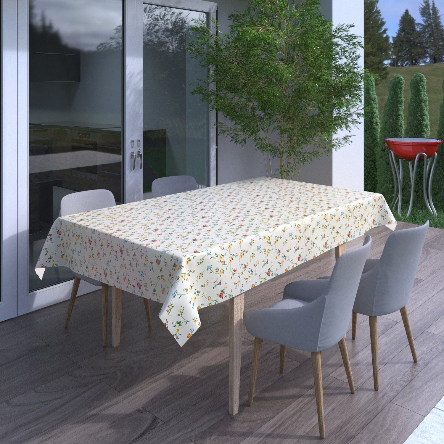 Beautex Tischdecke Wachstuchtischdecke Glatt Klassisch Blümchen abwischbar Tischdecke (1-tlg), Wasserundurchlässig, Zuschneidbar, Pflegeleicht, Oberflächenversi – Bild 2 von 4