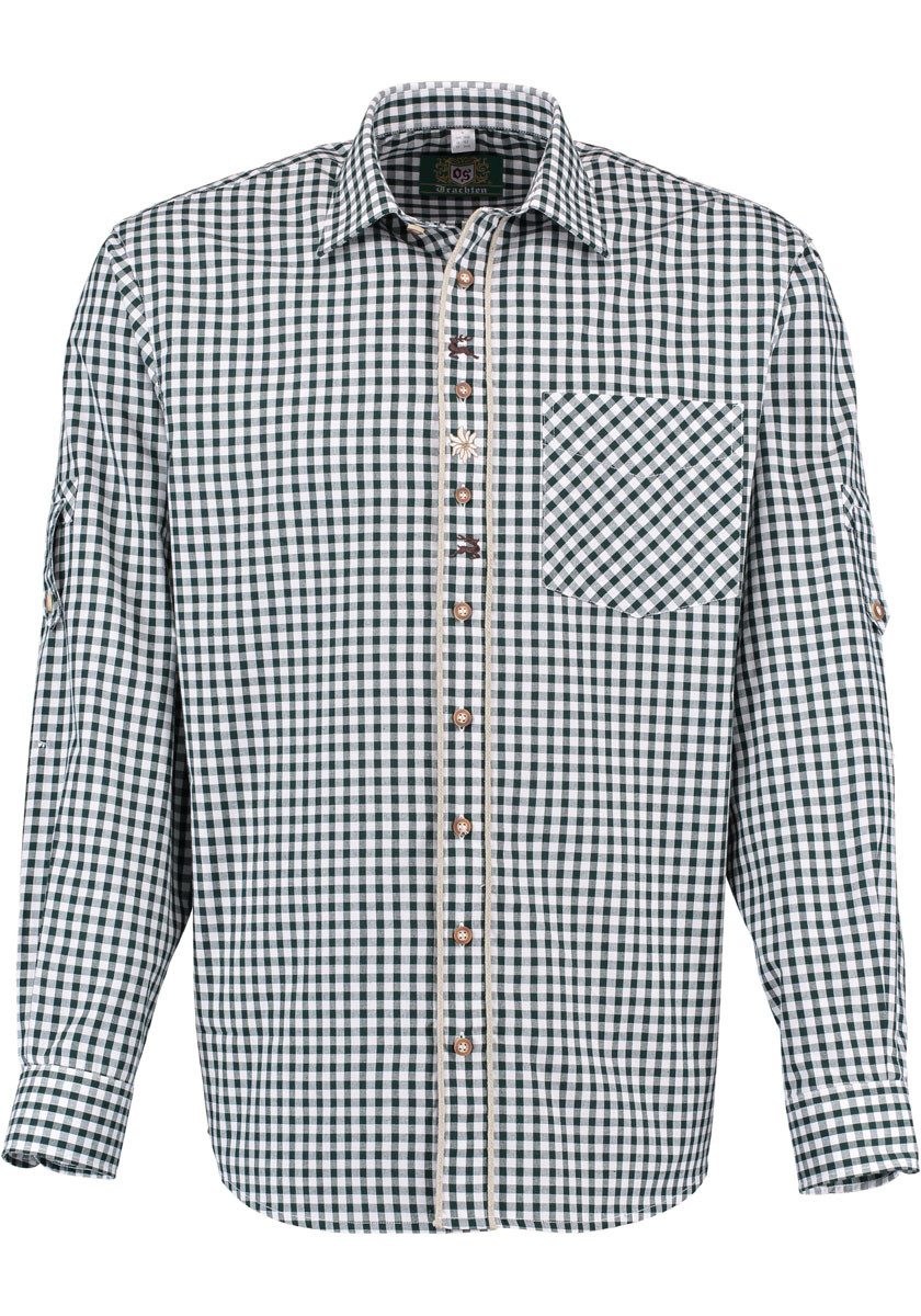 OS Trachten Trachtenhemd Latee Langarmhemd mit Edelweiß-Stickerei auf der K günstig online kaufen