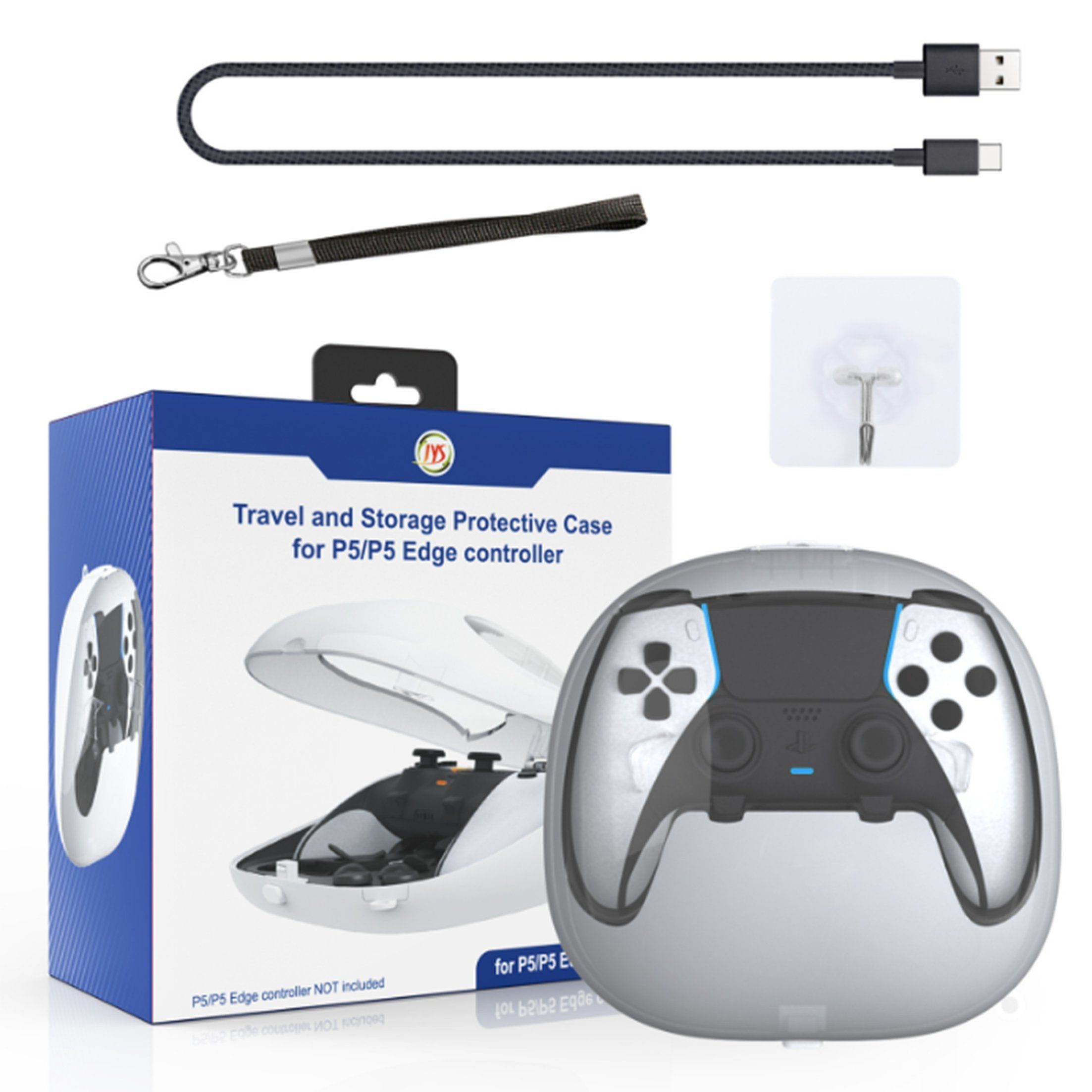 feinlux Controllertasche PS5-Aufbewahrungsbox,wiederaufladbar (Set, 1 x Controller-Aufbewahrungsbox; 1 x Ladekabel; 1 x Umhängeband), Wasserfest und verschleißfest, robust und langlebig