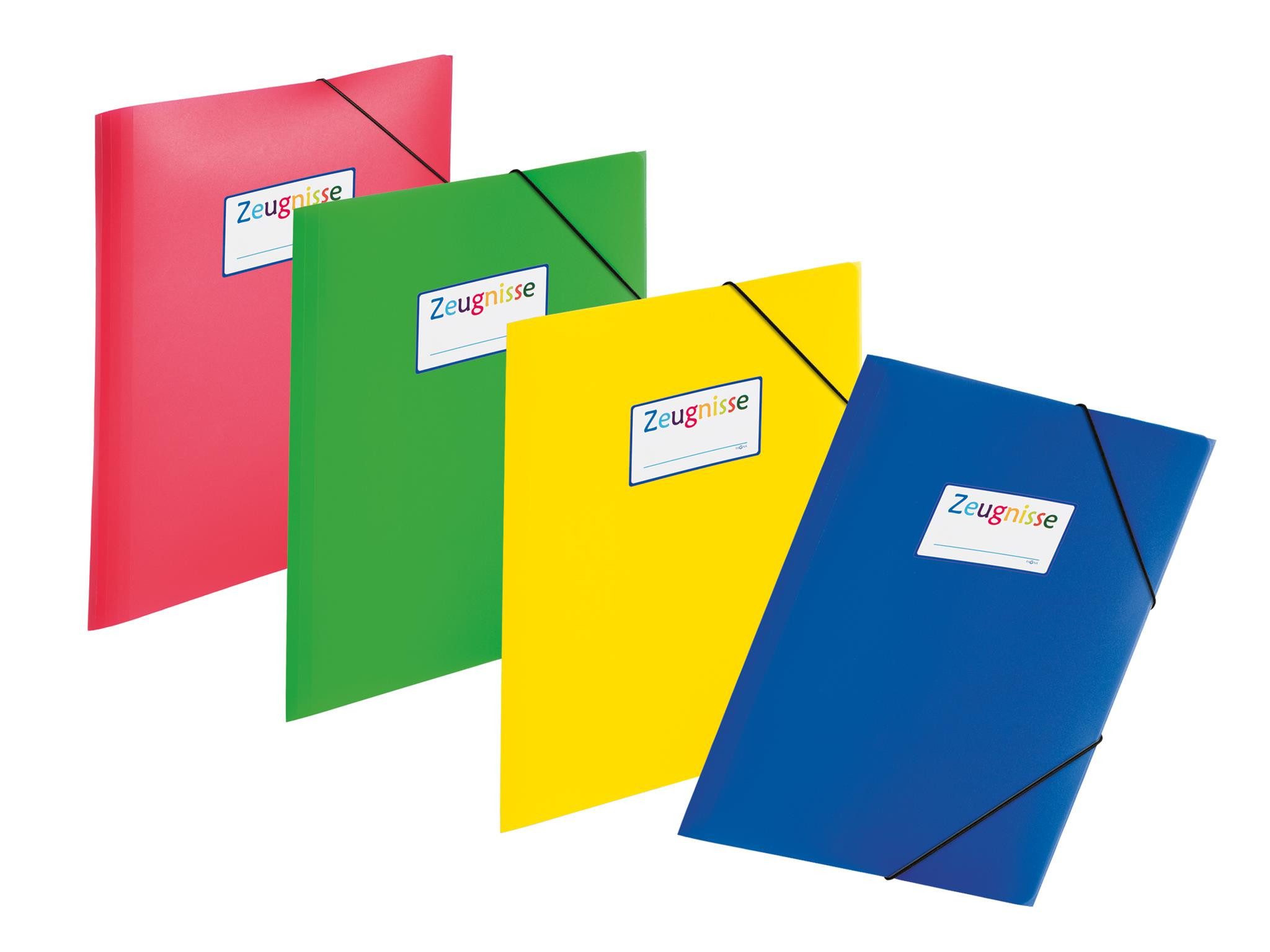 PAGNA Organisationsmappe Pagna Paket Gummizugmappen A4 PP Zeugnisse sortiert 4 Stück