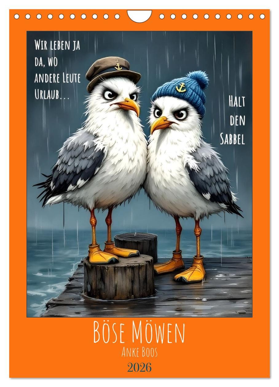 CALVENDO Настінний календар Böse Möwen (Wandkalender 2026 DIN A4 hoch), CALVENDO Monatskalender