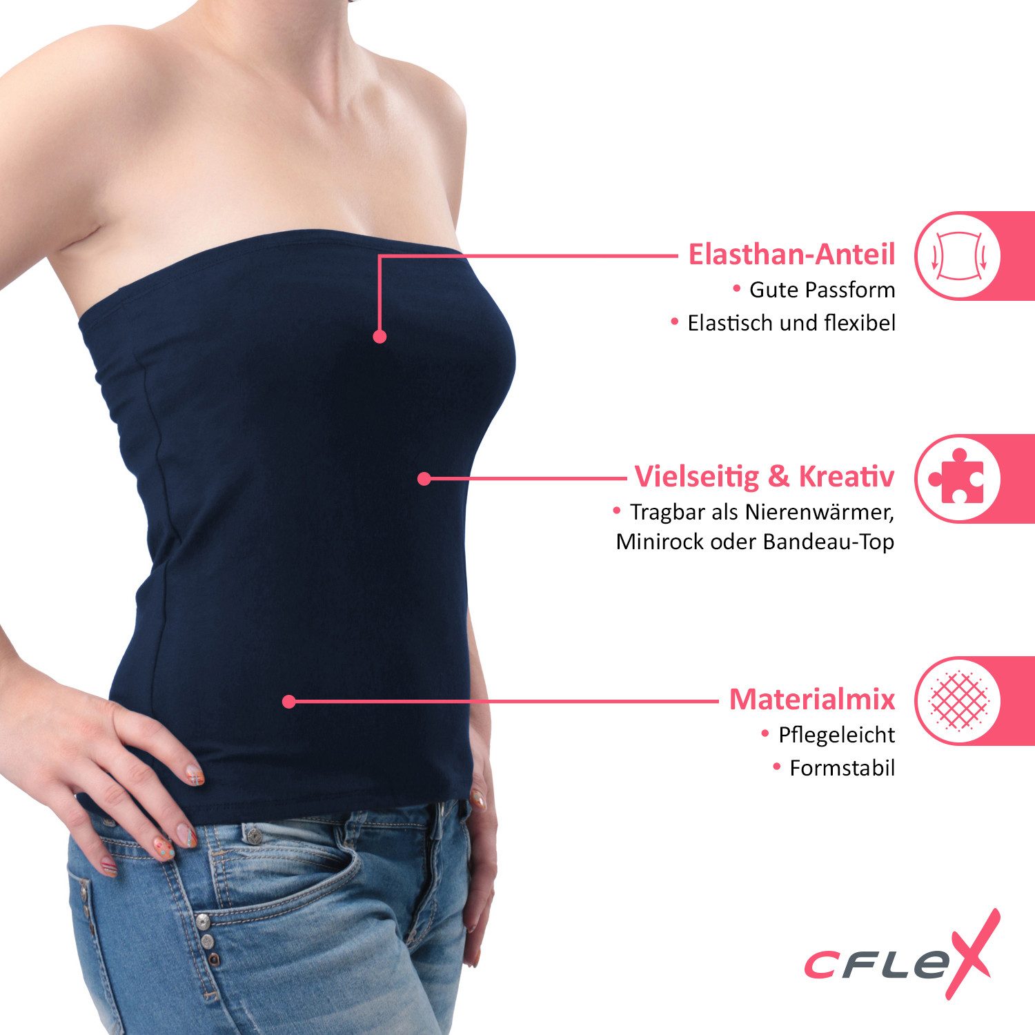 CFLEX Bandeautop Variotube Damen Tube-Oberteil, Shirtverlängerung & Minirock