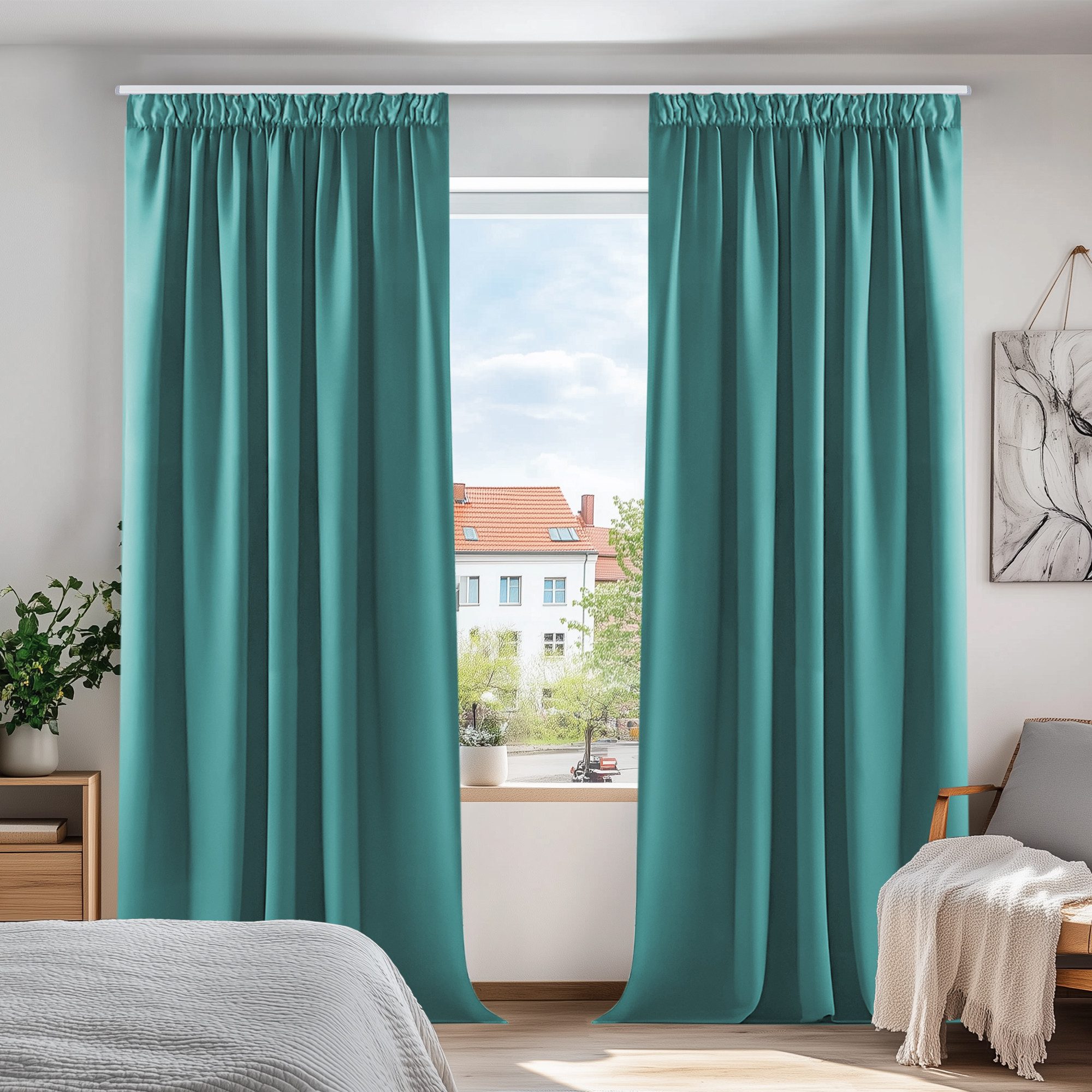 Deconovo Verdunkelungsvorhang Gardinen mit Kräuselband Blickdicht günstig online kaufen
