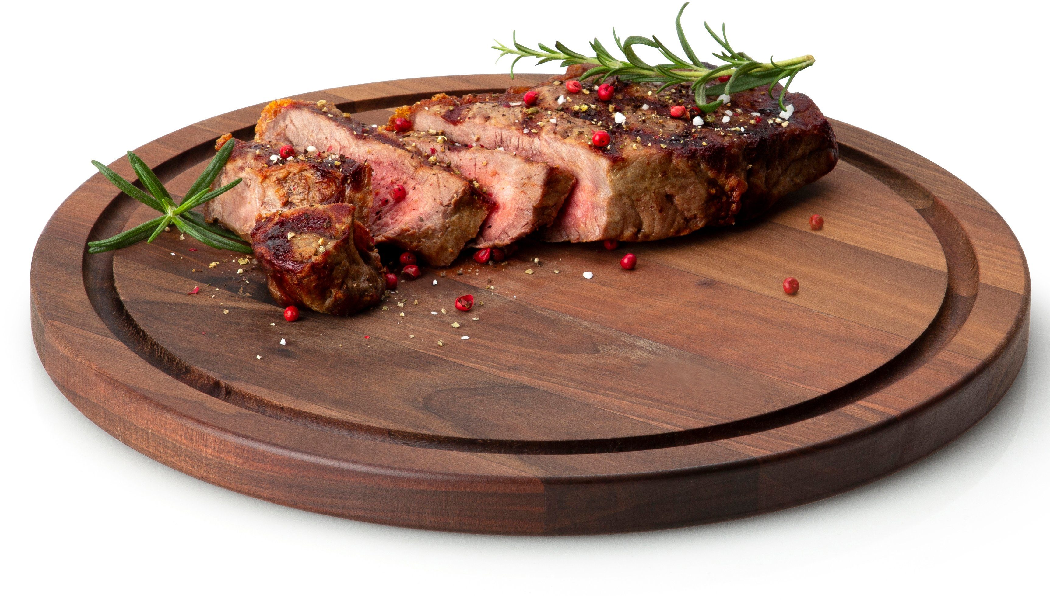 Continenta Steakteller Steakteller, (1 St), Walnussholz, Ø 28 cm