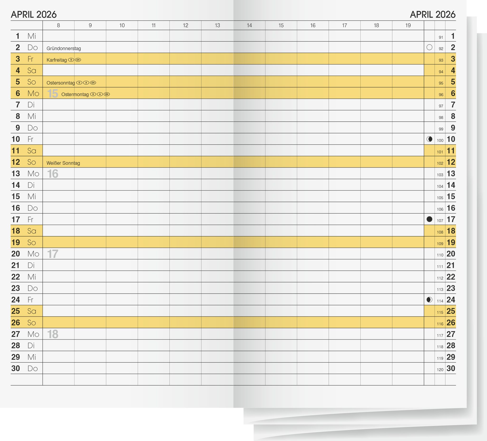 BRUNNEN Monatskalender BRUNNEN 1074600006 Faltkalender 9x15cm 2S/1M Einlage