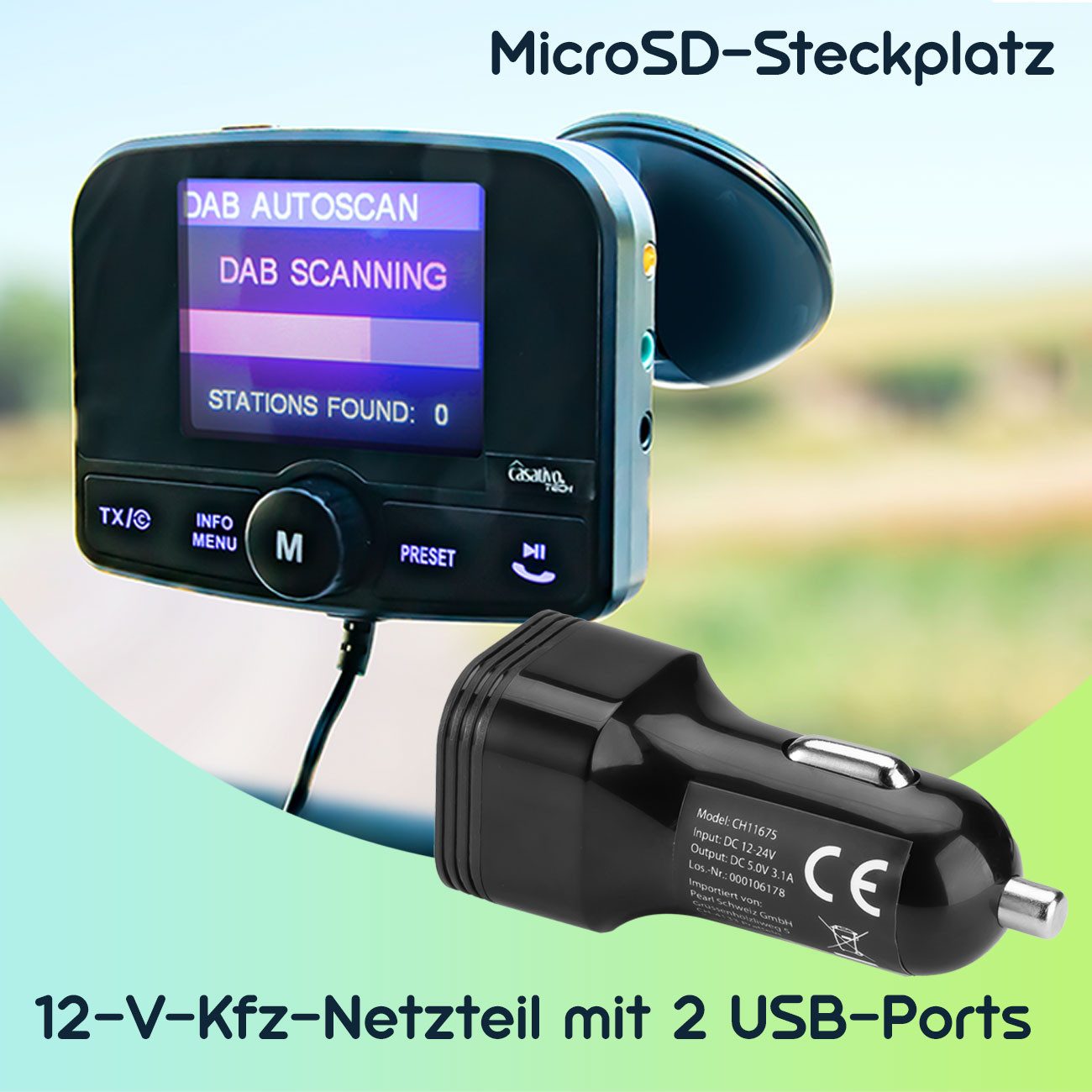 Casativo 4in1 Kfz DAB Radio Empfänger mit Bluetooth 5.0 Digitalradio (DAB) (Digitalradio (DAB), Digitales DAB+-Radio, MP3-Player und FM-Transmitter) – Bild 5 von 5