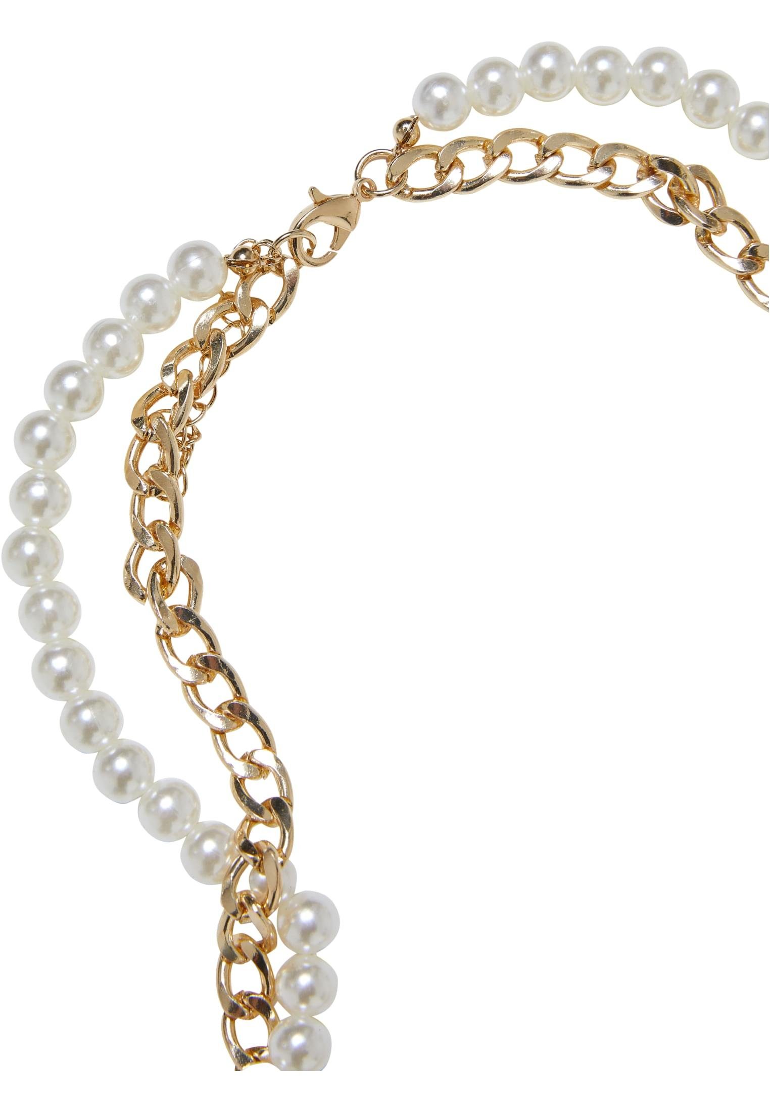 URBAN CLASSICS Edelstahlkette Accessoires Padlock Layering Necklace Pearl