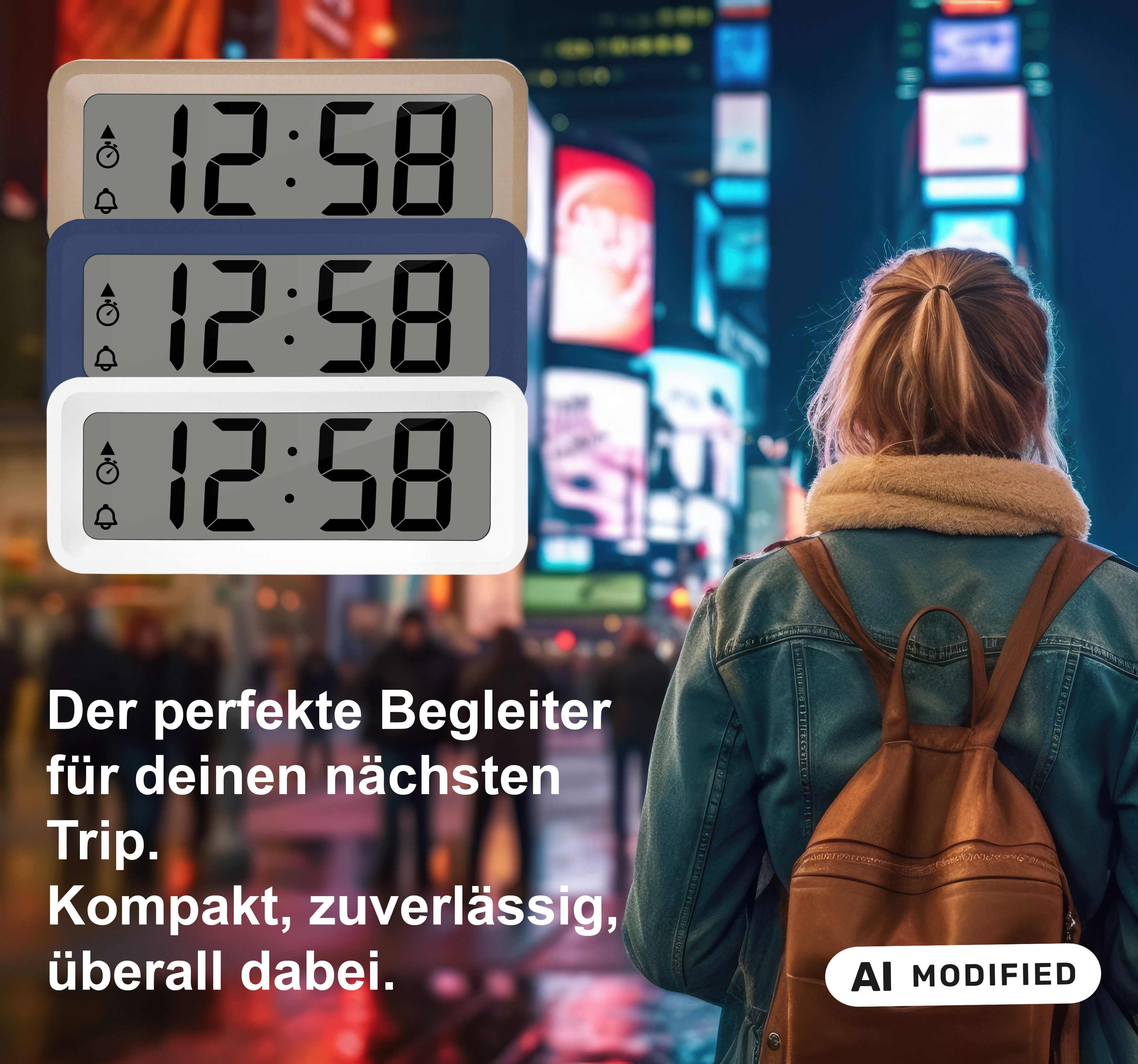 technoline Reisewecker WT 175 klein, kompakt und mit Magnetbefestigung, perfekt für unterwegs