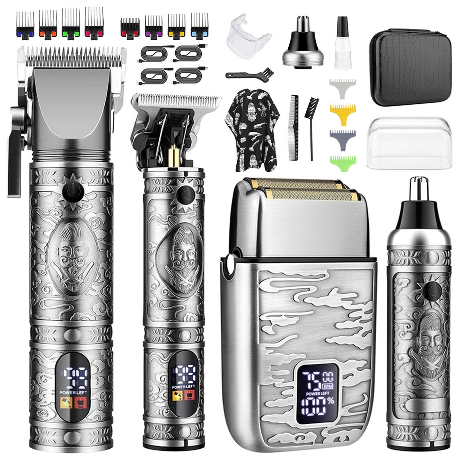 BarberBoss Bartschneider Set – Mit 5 Aufsätzen, Wasserdicht, USB-Ladung Für Herren-Pflege
