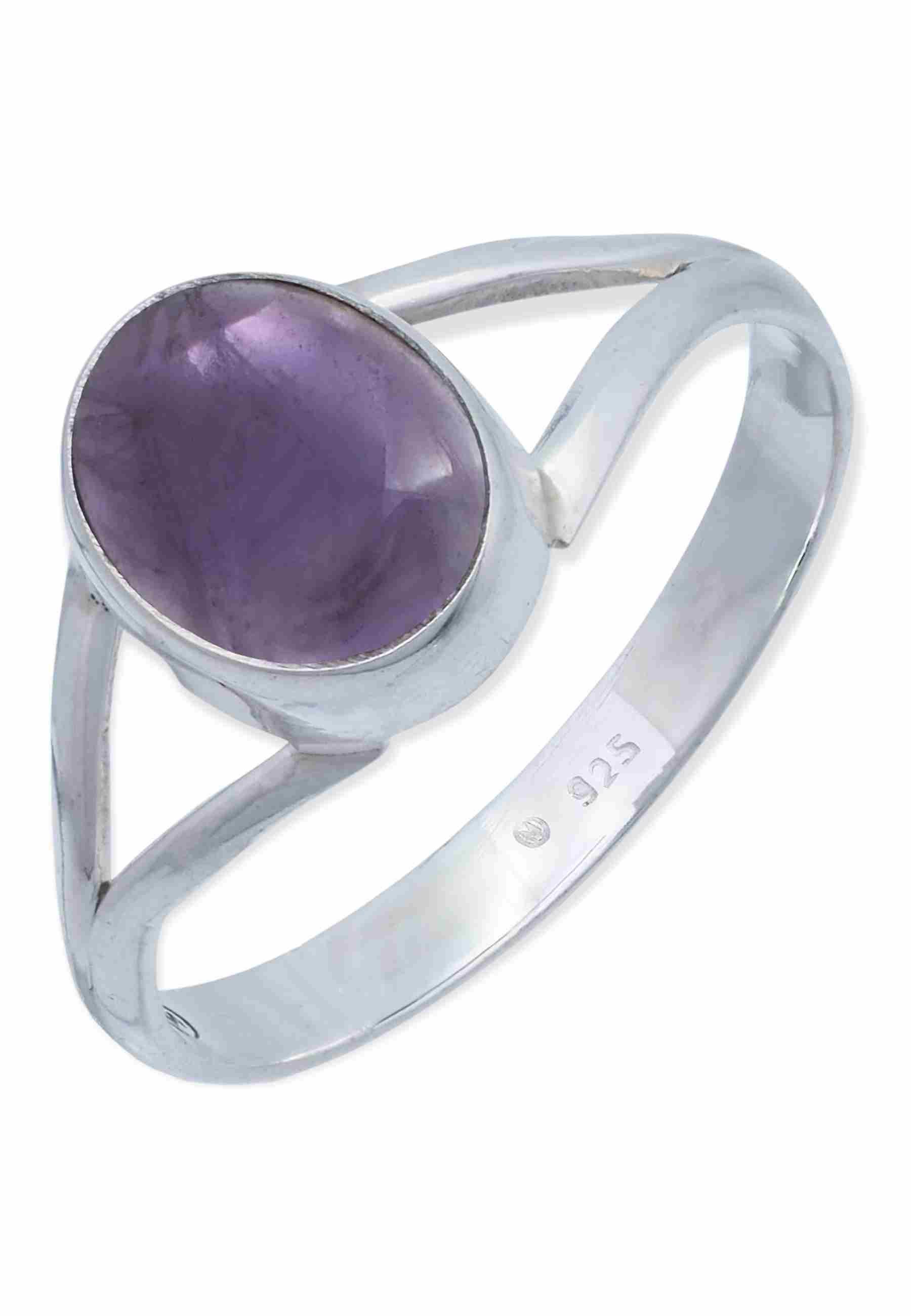 mantraroma Silberring HARDIN aus 925 Silber mit Amethyst (Ring mit Schmuckbeutel), Damenring aus 925er Silber