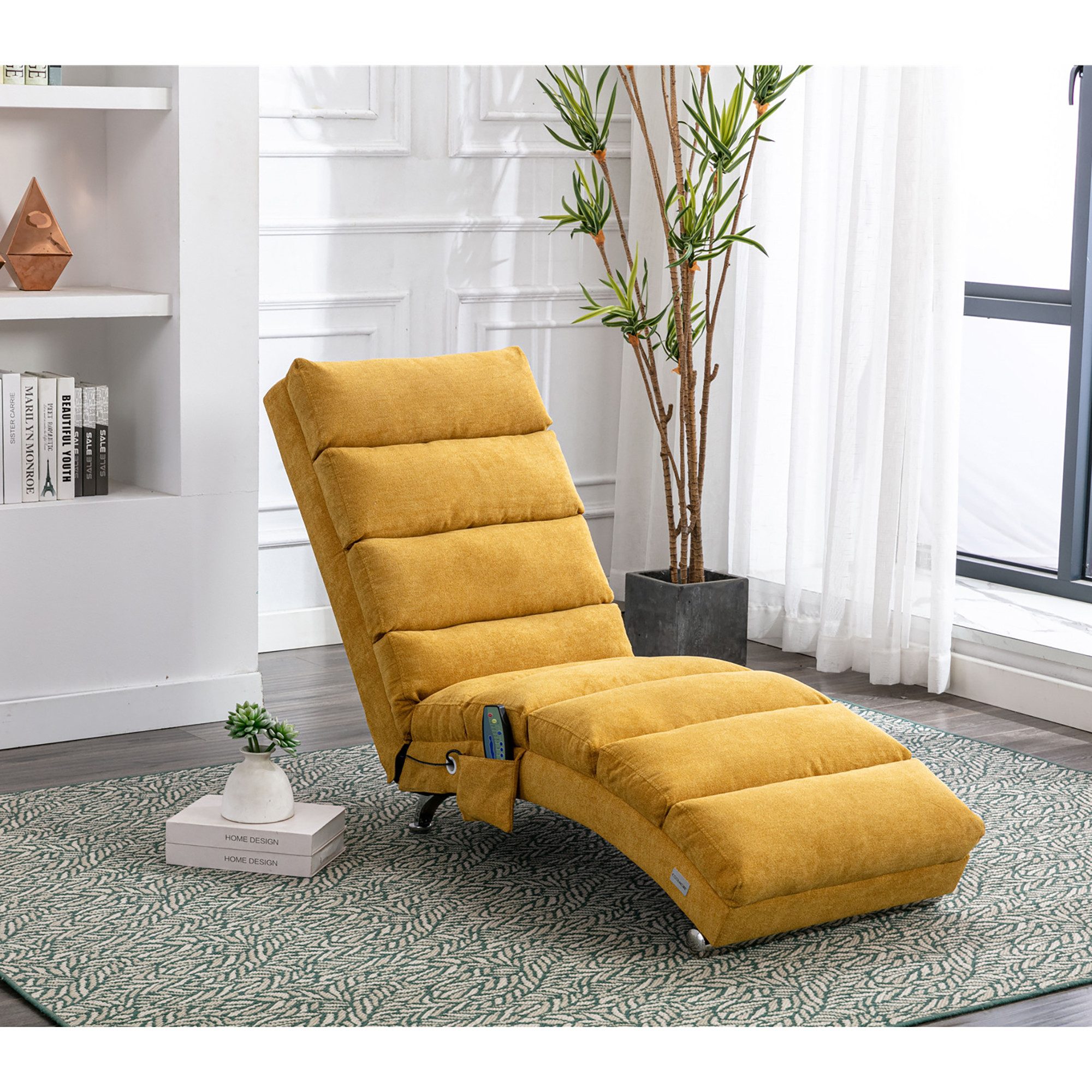 Odikalo Loungesessel Relaxsessel Einzelsessel Liegestuhl Gartenliege (Feststehender Liegestuhl mit Ganzkörperunterstützung, sanfter Vibration und seitlichen Aufbewahrungstaschen, geeignet für Büro, Wohnzimmer und Schlafzimmer)