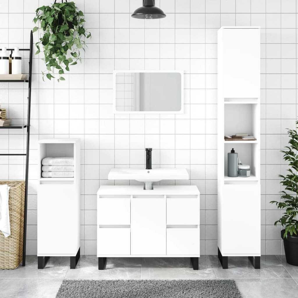 cm Weiß 80x33x60 Badschrank Badezimmerspiegelschrank (1-St) Holzwerkstoff vidaXL