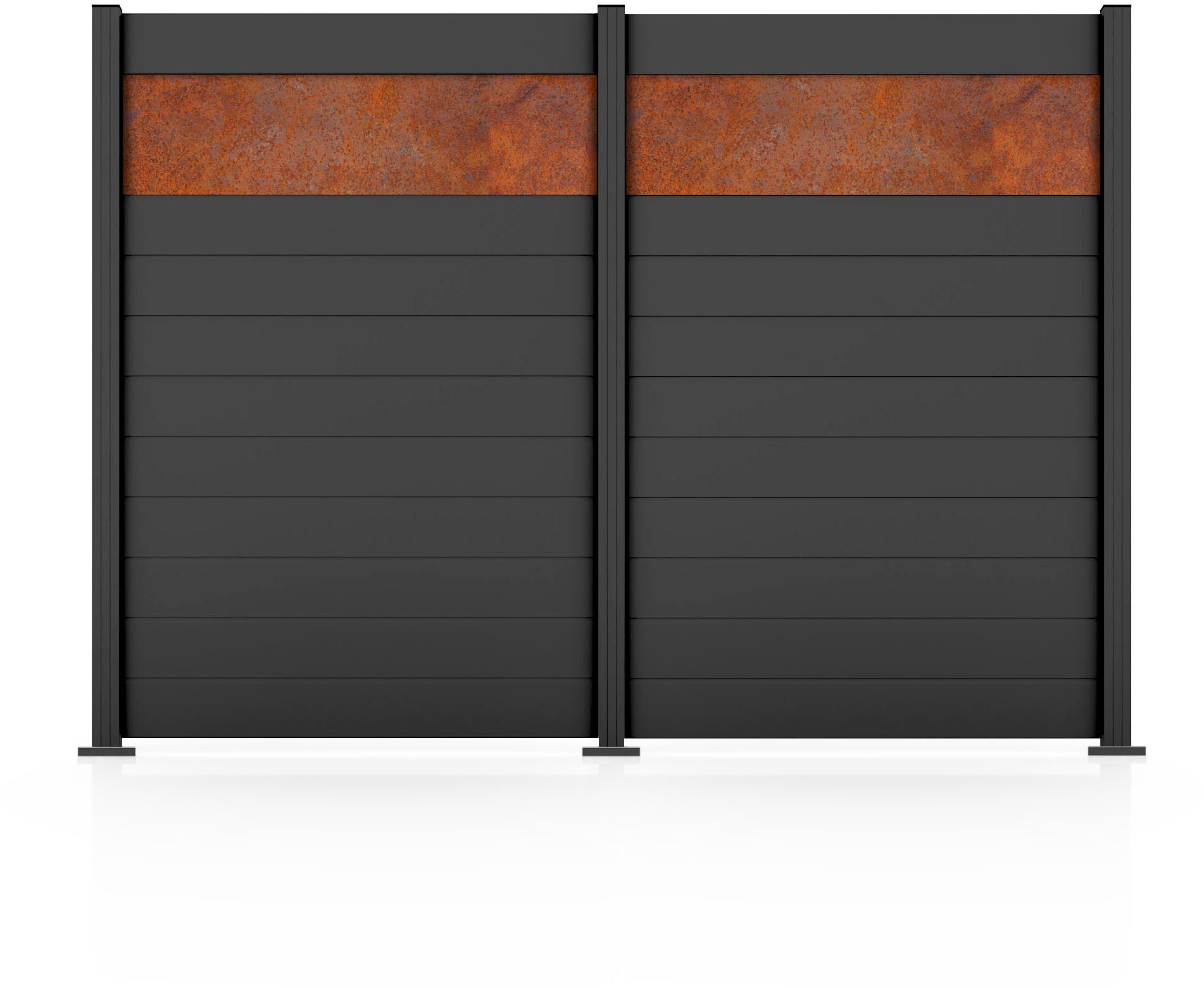 STAKET PRO Gartenzaun Komplettzaun Paneel 150, LxH: 248,4x187 cm, 2 Elemente á 120 cm Breite + Cortenstahl