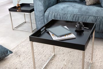 riess-ambiente Beistelltisch ELEMENTS 50cm schwarz / silber (Set, 2-St), Wohnzimmer · Holzwerkstoff · Metall · abnehmbares Tablett · Design