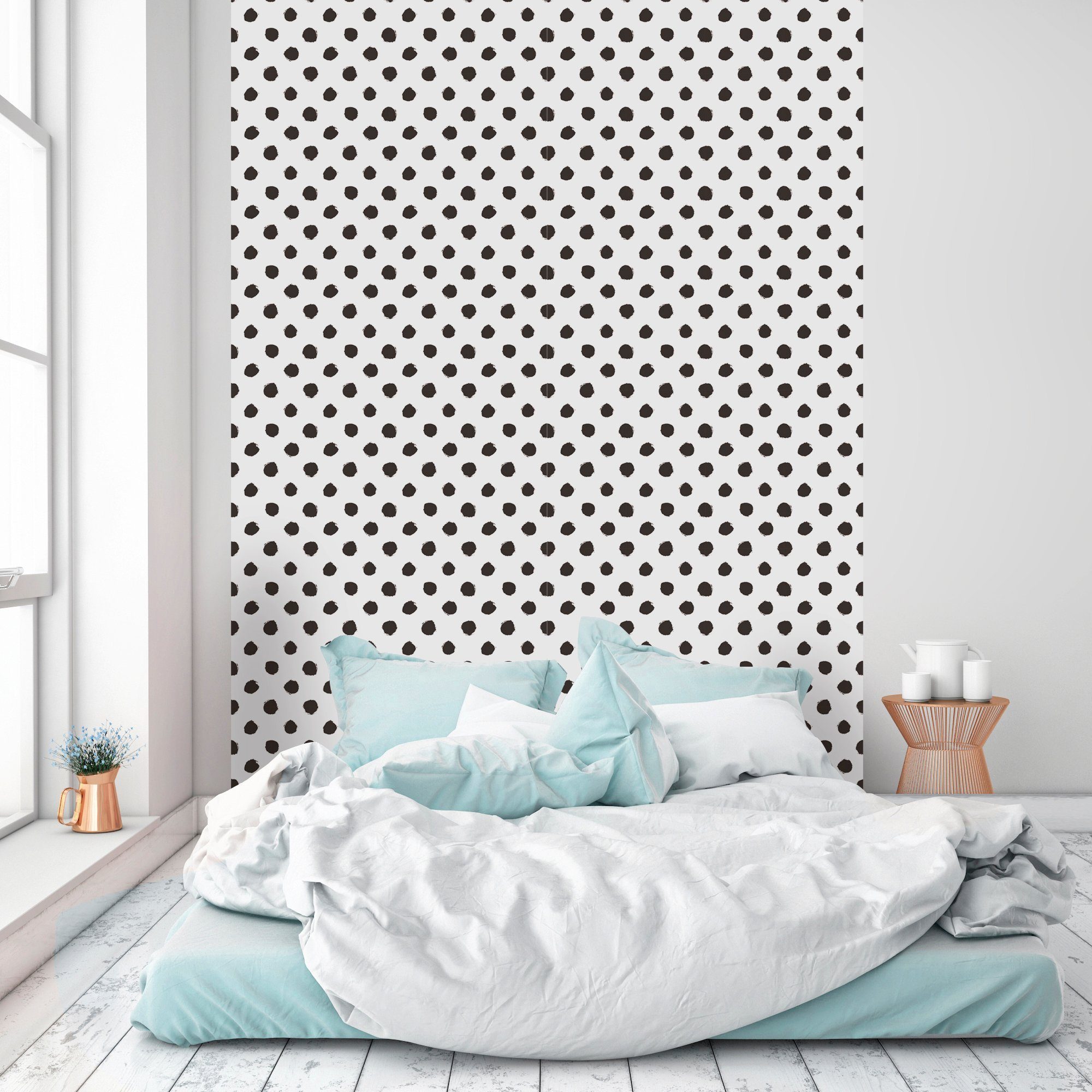 queence Vinyltapete Cecilia, glatt, 3D-Optik, Motiv, bedruckt, gemustert, gepunktet, 90x250cm, selbstklebend, kinderleichte Anbringung, Sticker