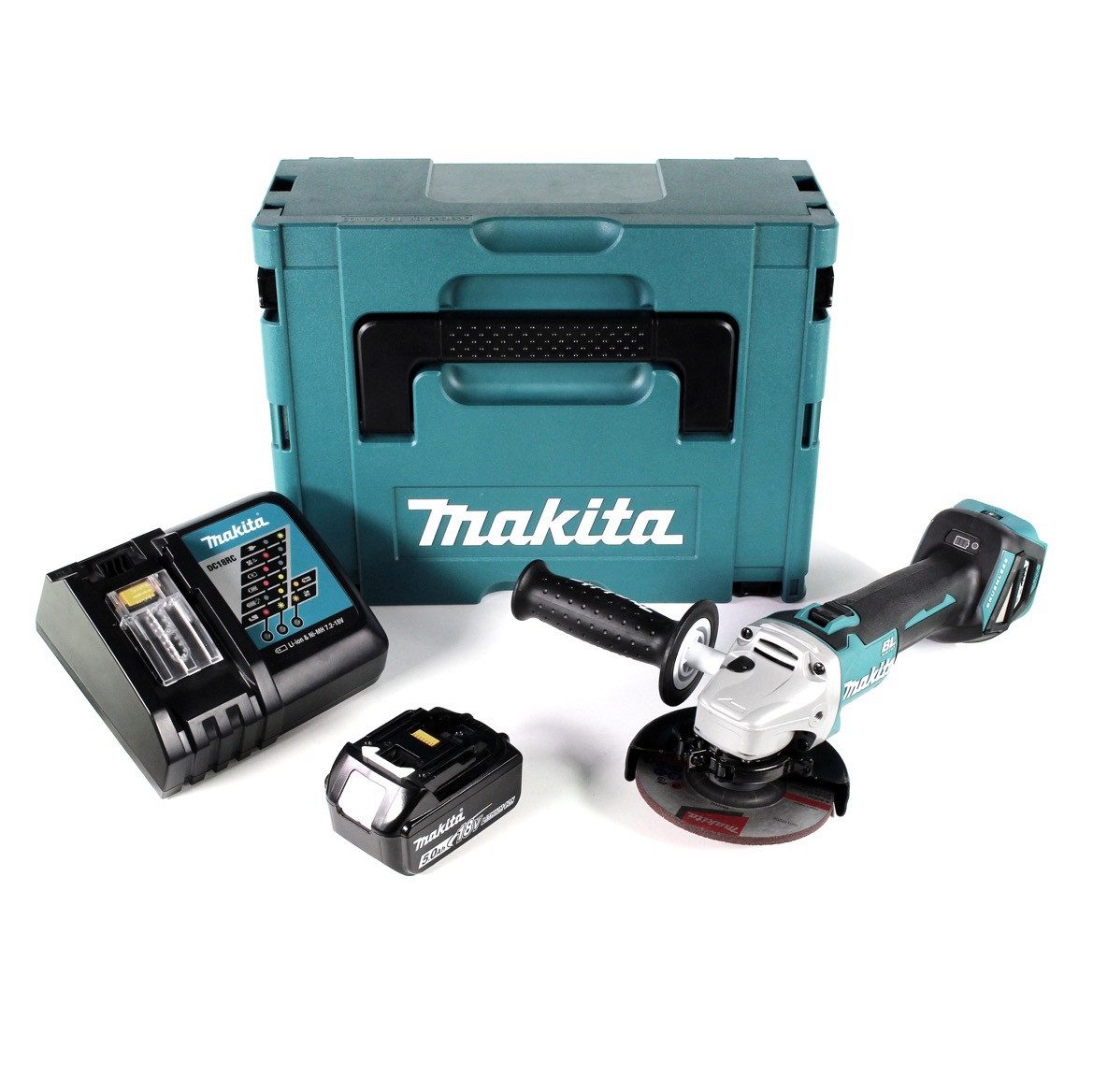 Makita Akku-Winkelschleifer DGA 511 RT1J Akku Winkelschleifer 18V 125mm Brushless + 1x Akku 5,0Ah