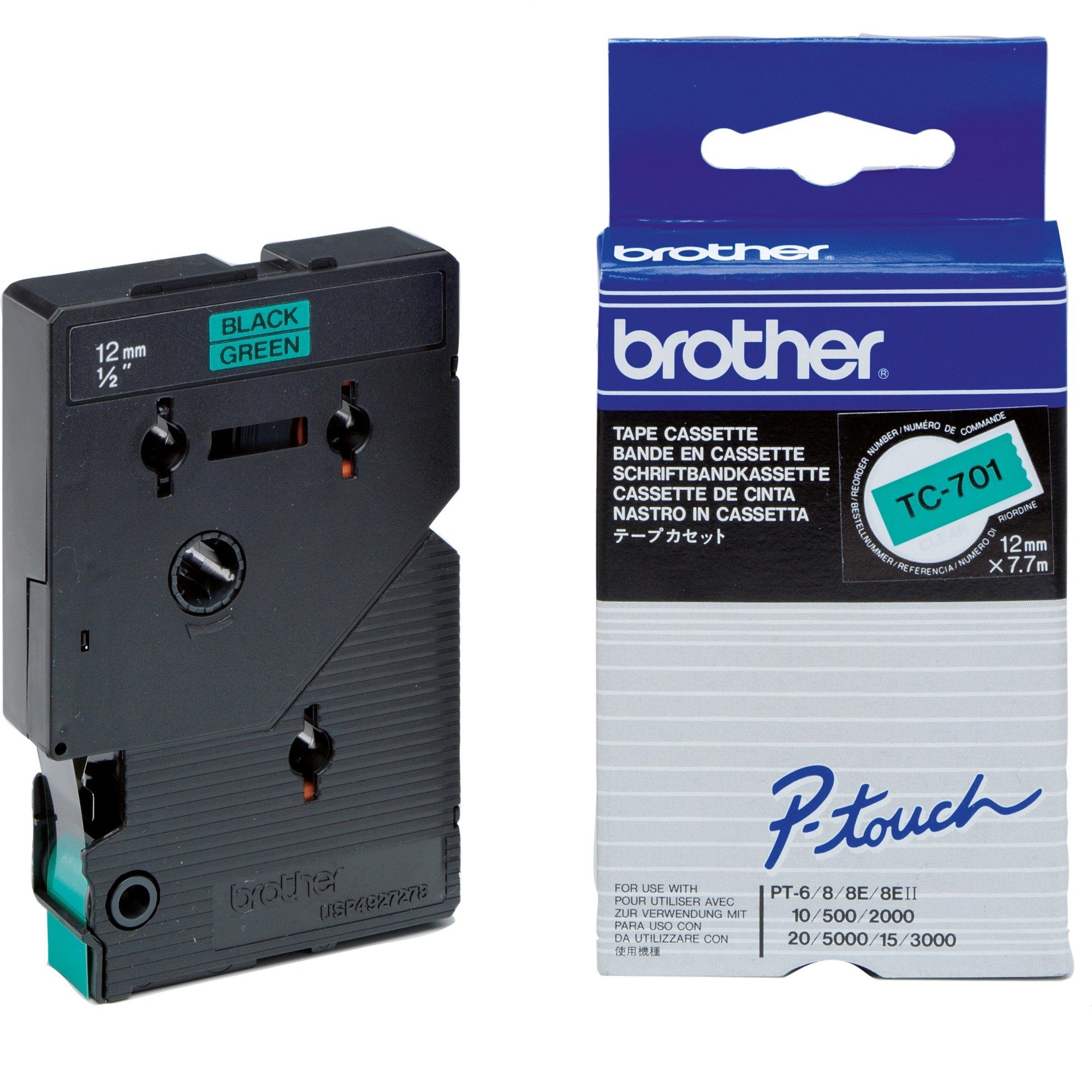 Brother Drucker- und Kopierpapier Brother Schriftband TC-701, (12 mm, schwarz auf