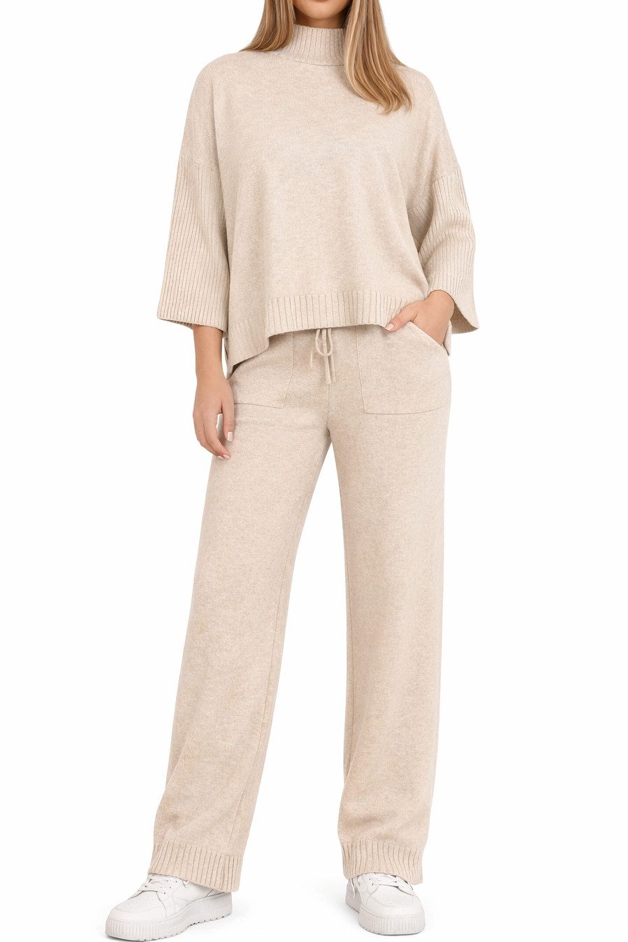 Mississhop Strickhose Damen Strick Zweiteiler – Pullover mit Hose, weicher Stoff M.412