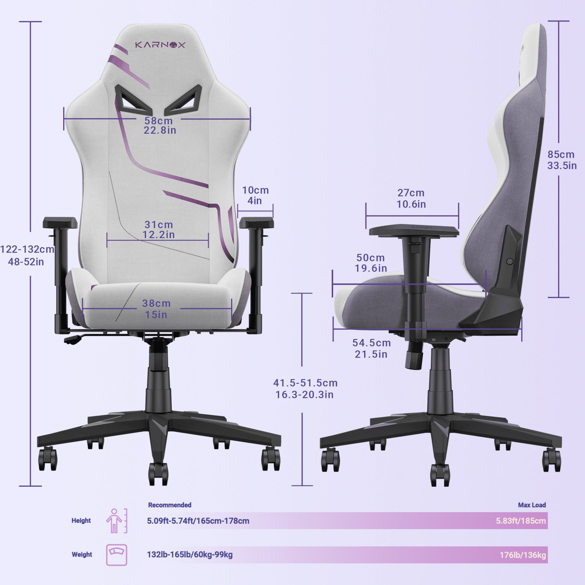 Blossom Gaming-Stuhl Stoff Ergonomisch – Höhenverstellbarer Bürostuhl mit hoher Rückenlehne, mit Kopfstütze, Lendenstütze, 155° Rückenlehne Racing Stuhl für Gaming