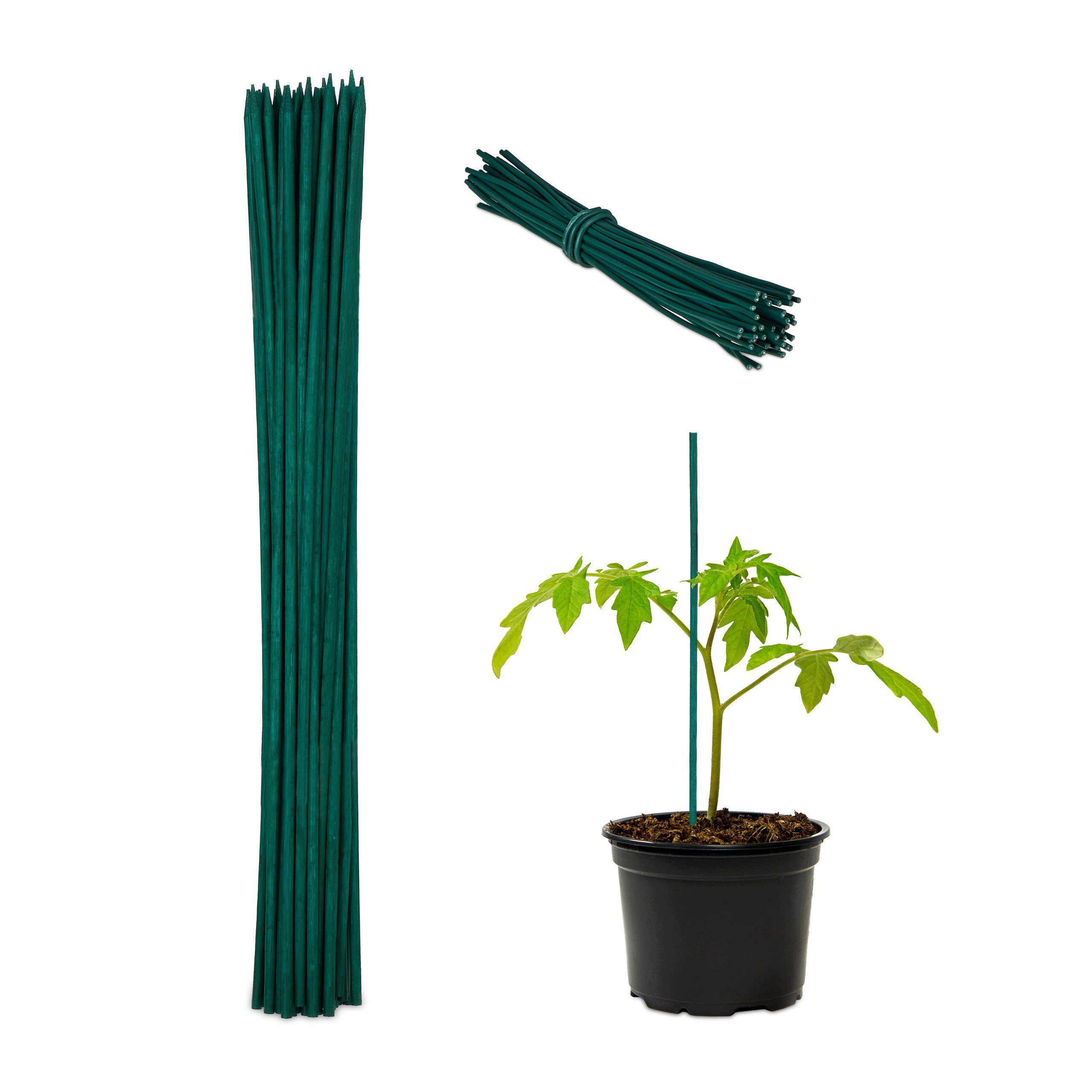 relaxdays Rankhilfe Grüne Pflanzstäbe 30 cm günstig online kaufen