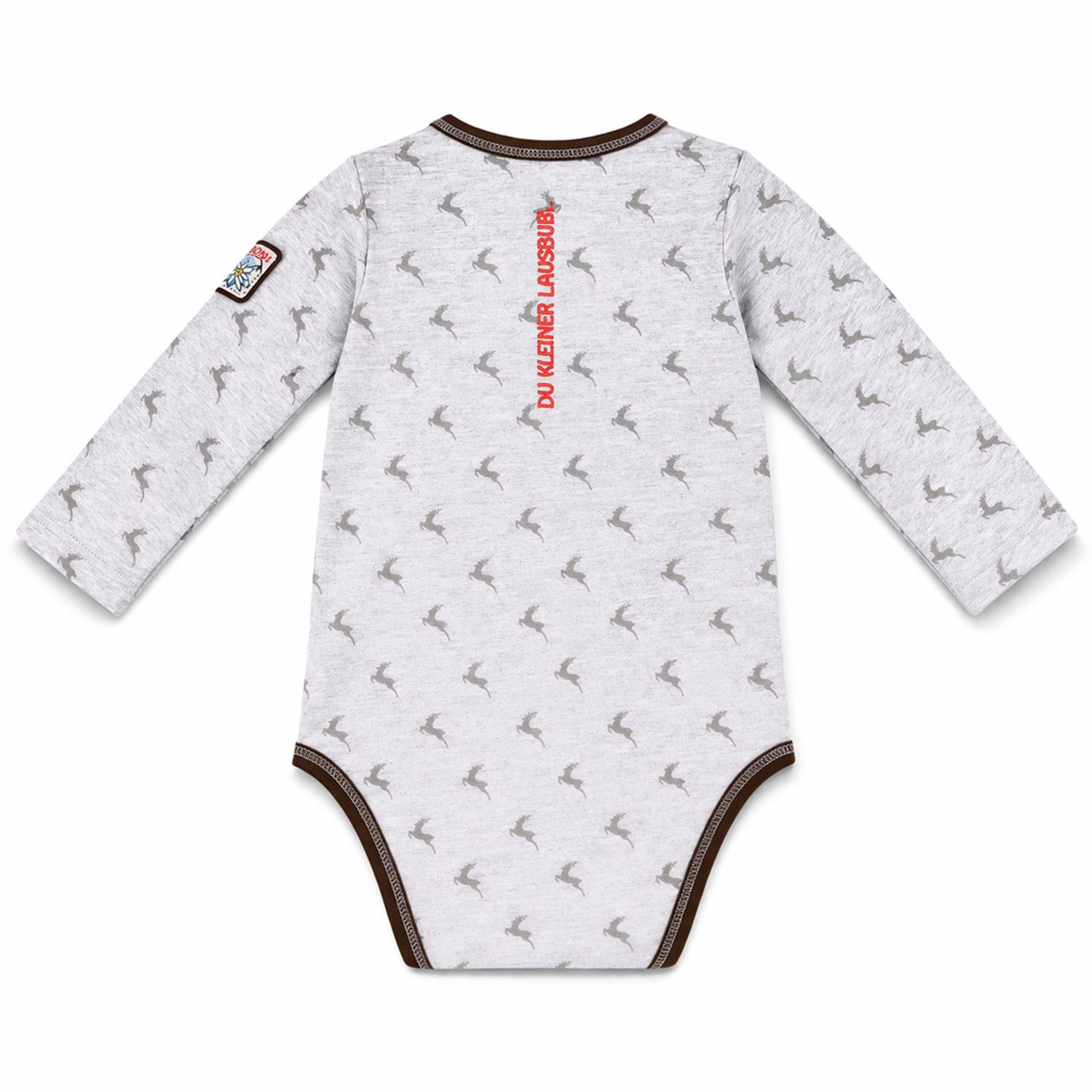 BONDI Langarmshirt BONDI Baby Langarm Body 'Lausbub' 91582, Grey Mel