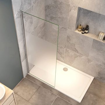 duschspa Duschwand 70-140cm Duschwand mit Milchstreifen Walk in Dusche Duschtrennwand, Einscheibensicherheitsglas, Sicherheitsglas, (Set), Glas