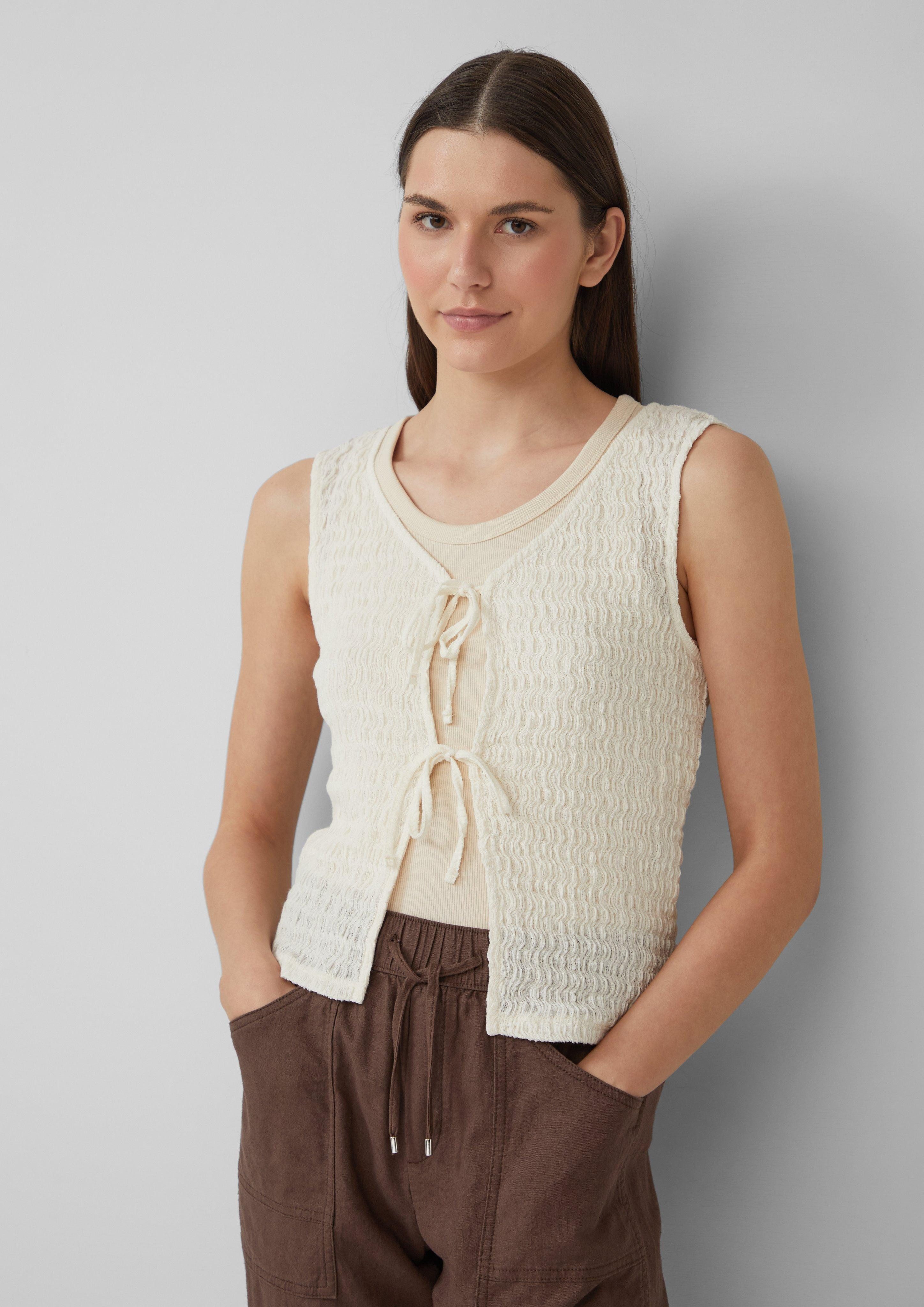 Strickweste Strukturierte Slim-Fit-Weste aus Baumwollmix